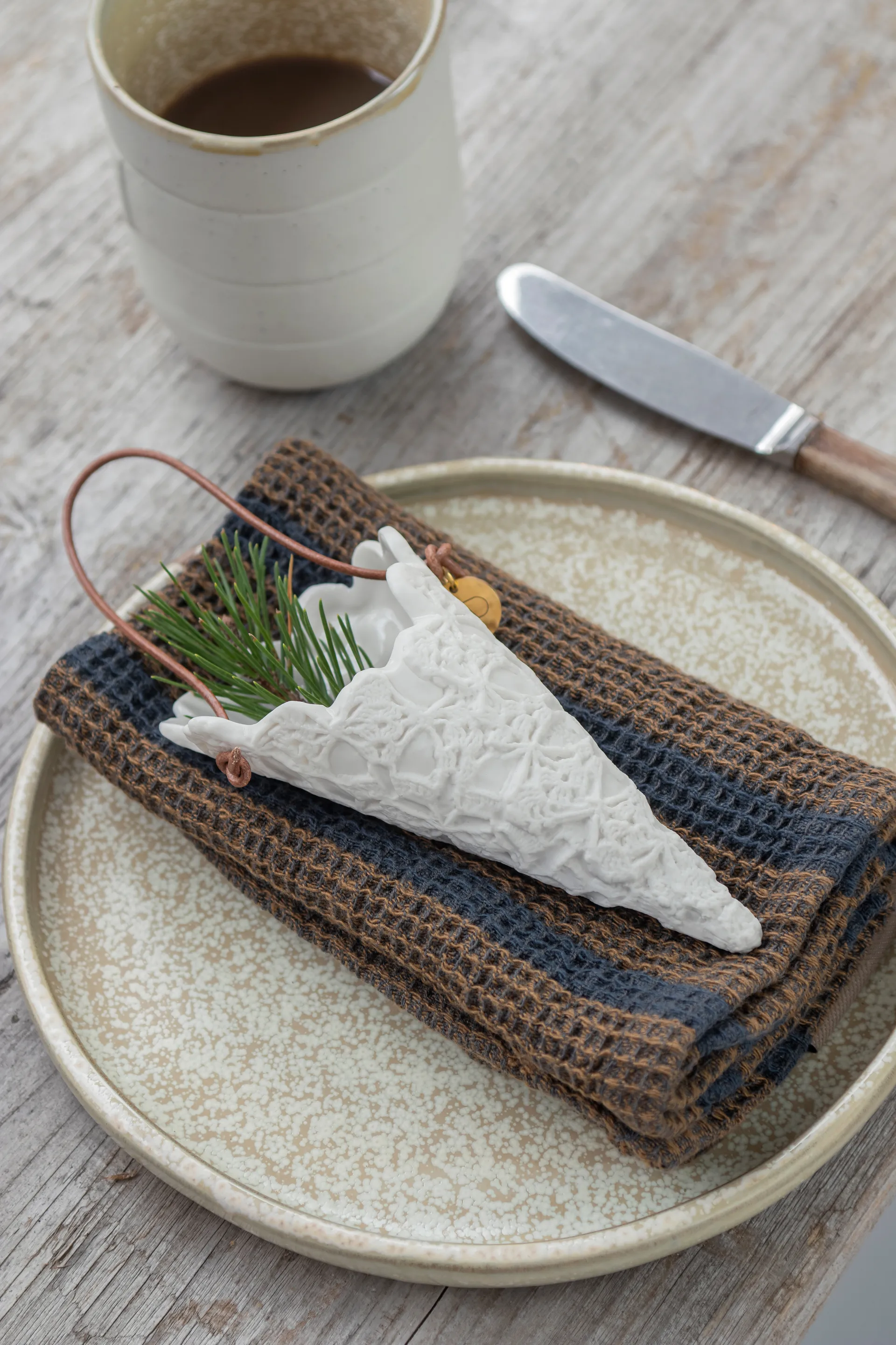  Cone de Natal Lace 2-unidades, Off-white Mette Ditmer