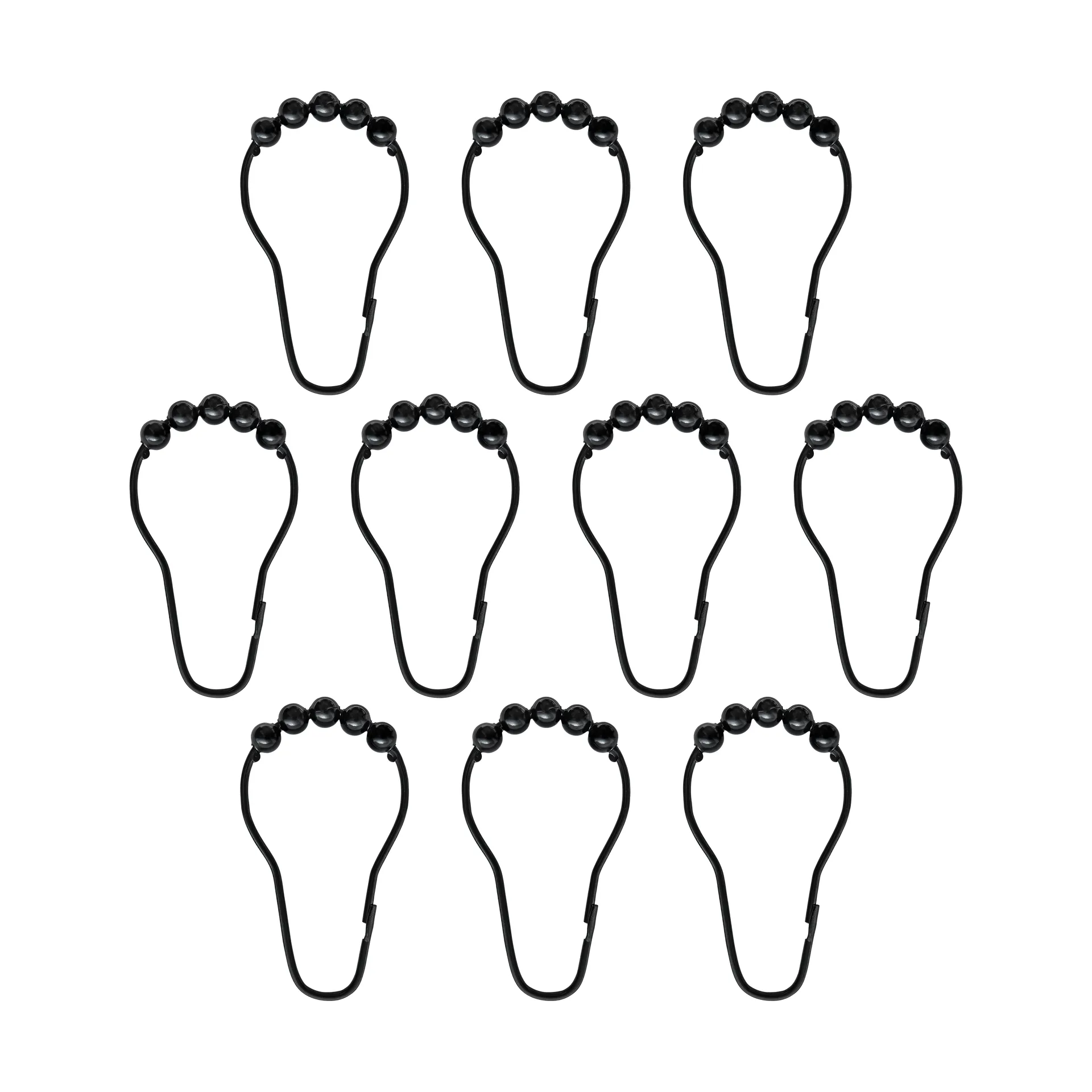 Ganchos Aqua para cortinas de chuveiro 10-unidades, Preto  Mette Ditmer