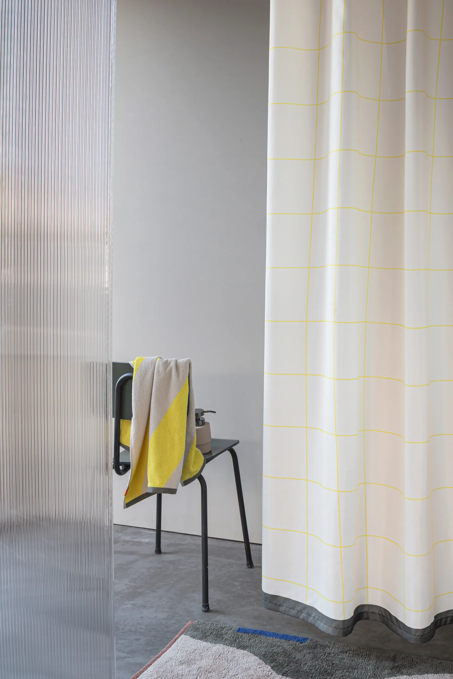 Mesh cortina de duche 150x200 cm, Amarelo Mette Ditmer