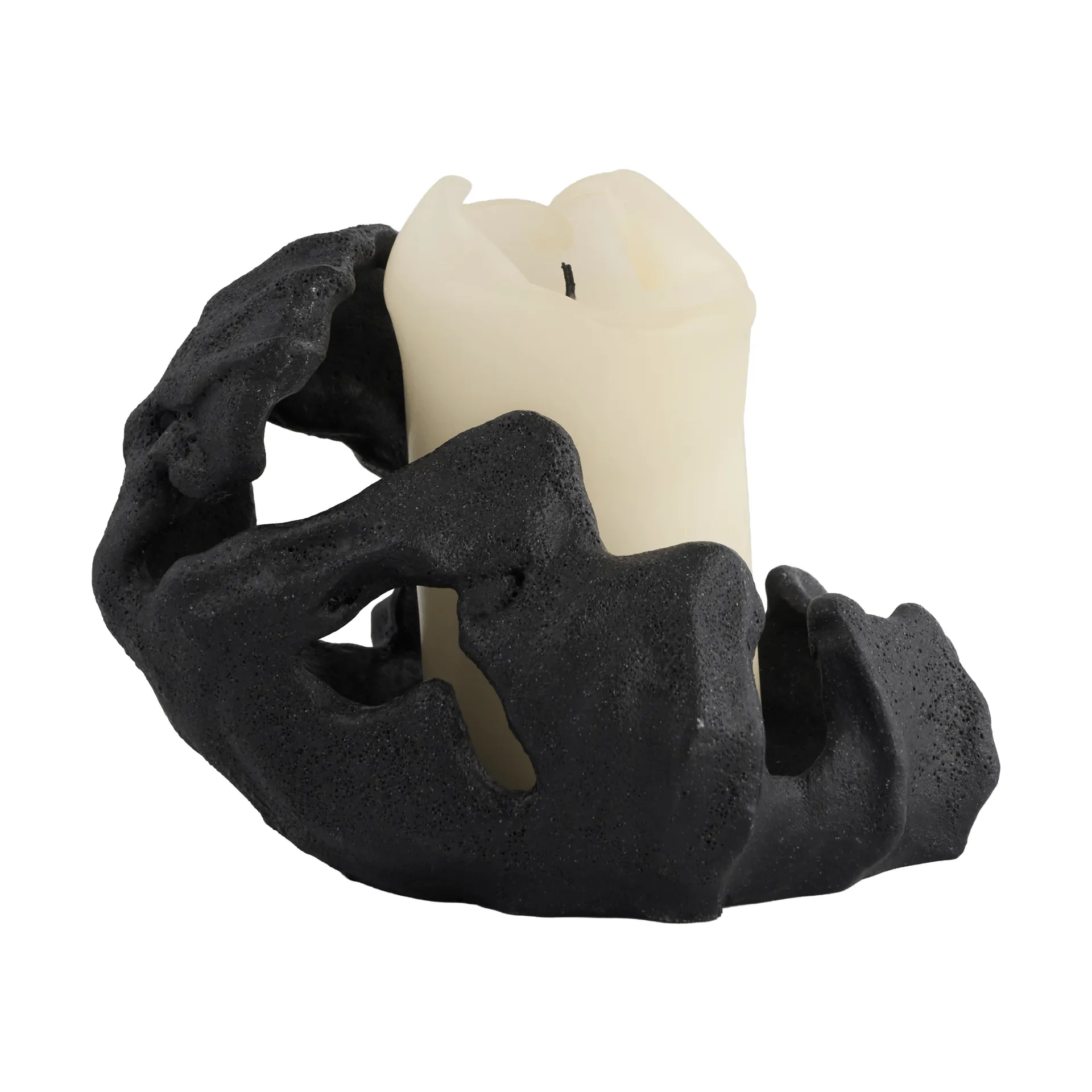 Reef castiçal para vela grossa, Preto, Ø16,5x13 cm Mette Ditmer