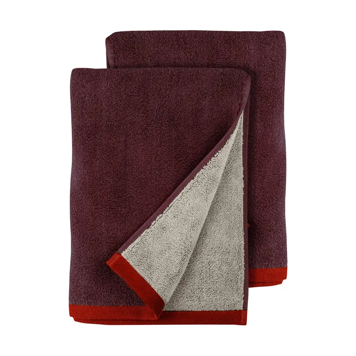 Soft toalha de mão 40x55 cm 2 unidades - Red-Grey (vermelho‑cinzento), 40x55 cm - Mette Ditmer