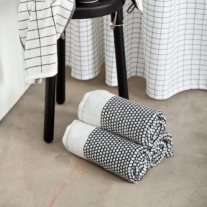 Toalha de banho Grid 70x140 cm, preto-off white Mette Ditmer