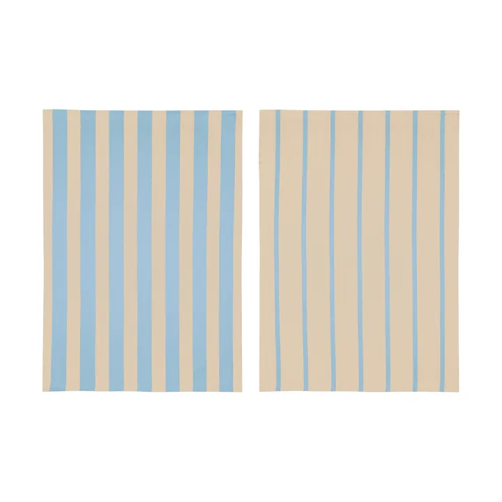 Toalha de cozinha Stripes 50x70 cm 2 un. - Blue-Beige (azul-bege), 50x70 cm - Mette Ditmer