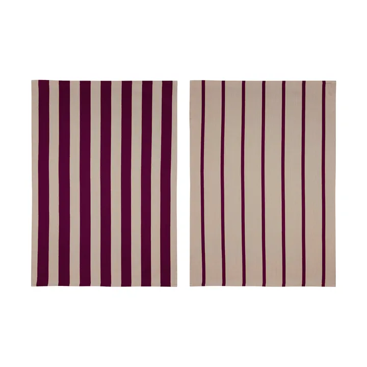 Toalha de cozinha Stripes 50x70 cm 2 un. - Red-Beige (vermelho-bege), 50x70 cm - Mette Ditmer
