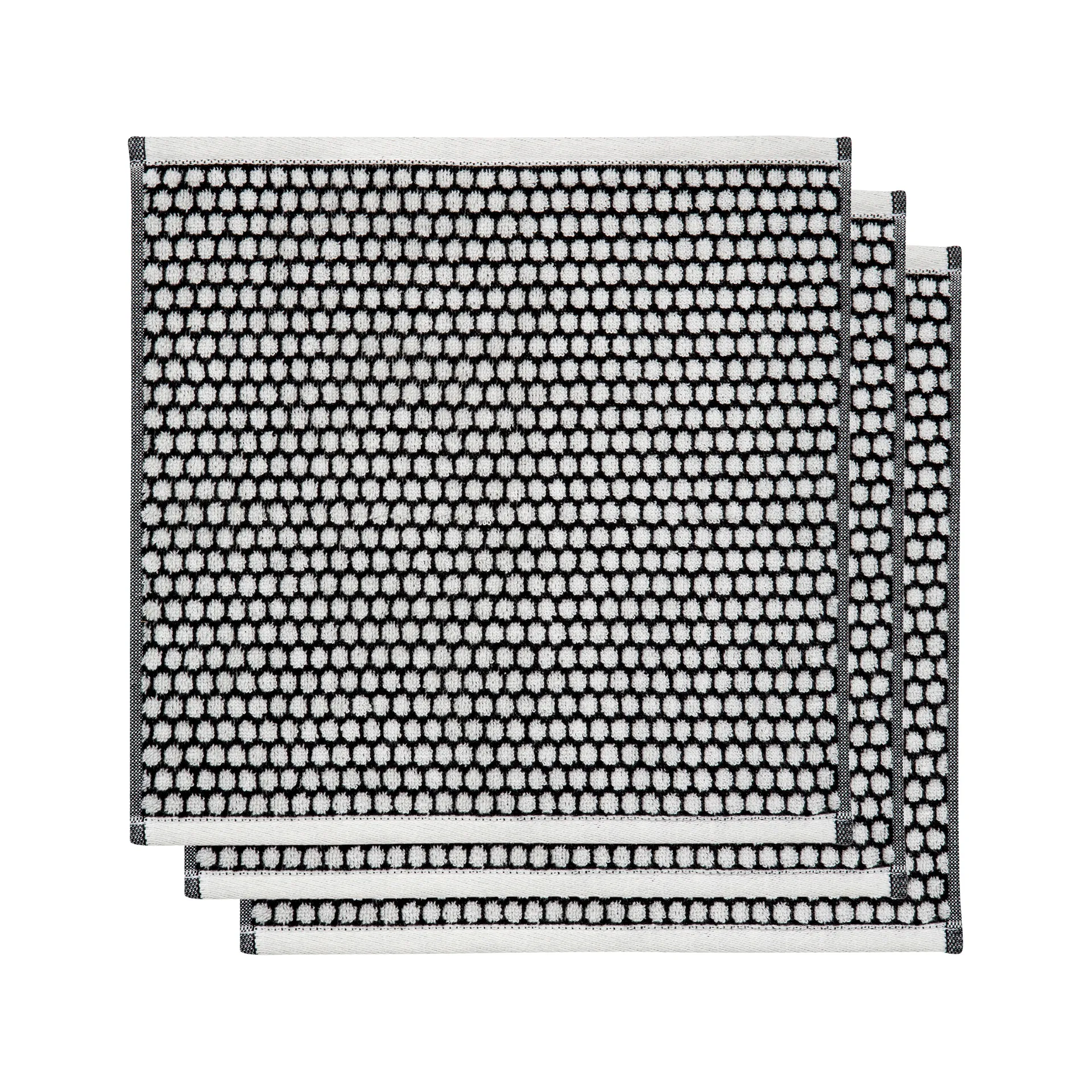 Toalha Grid 31x31 cm 3 un., Preto-off white Mette Ditmer