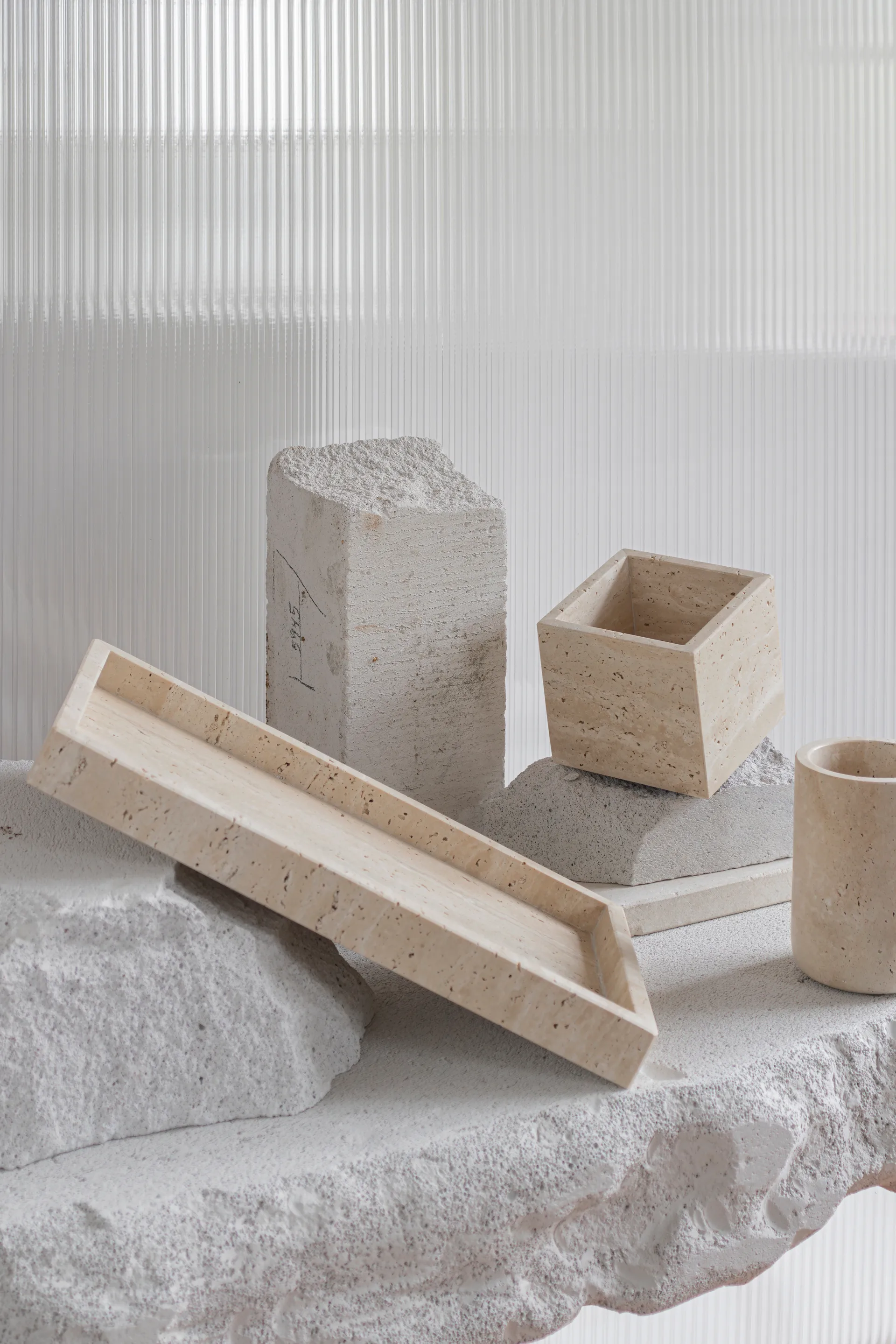 Travertine cubo 10x10 cm, Linho Mette Ditmer