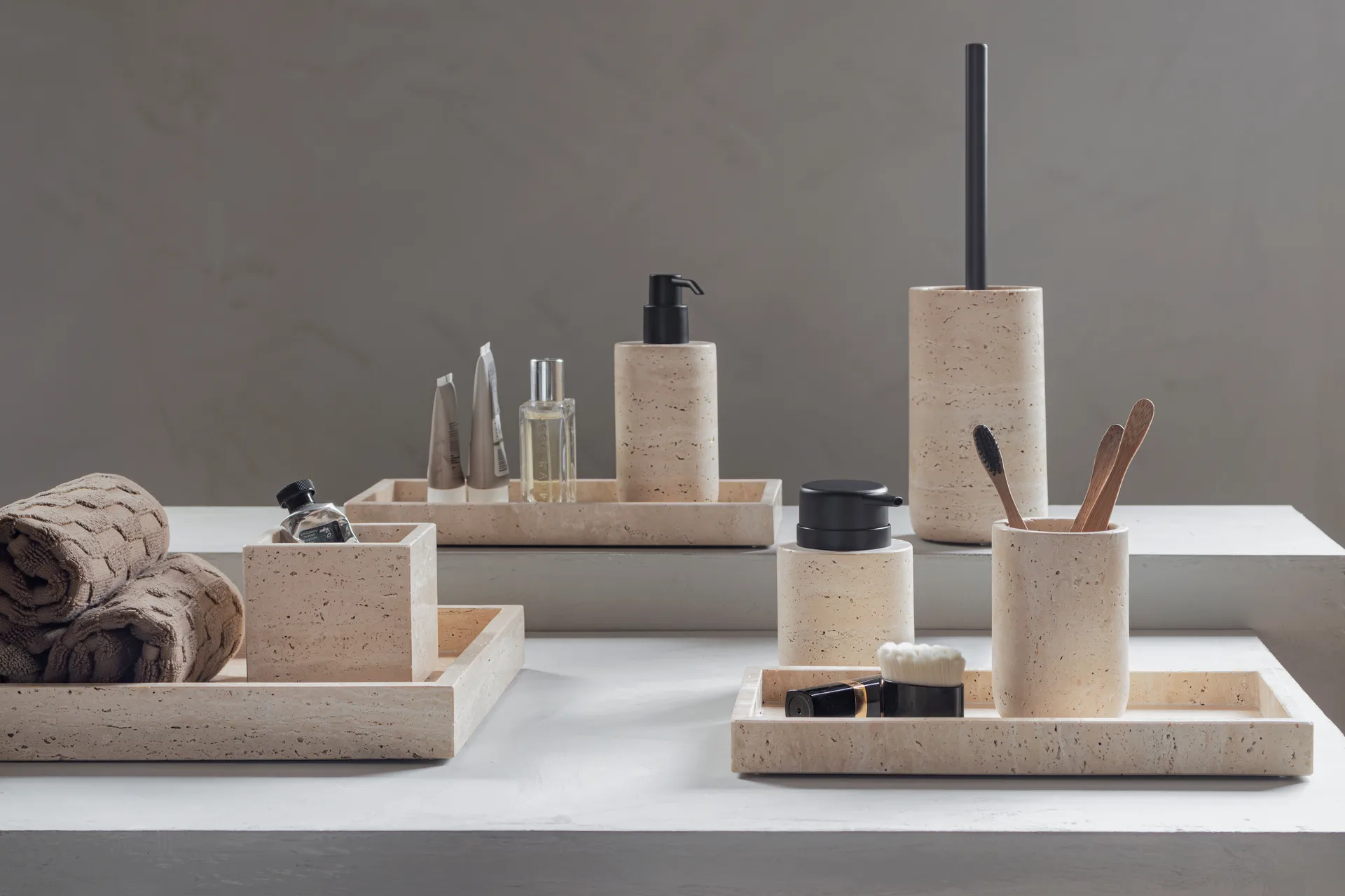 Travertine suporte para escova de dentes 10 cm, Linho Mette Ditmer