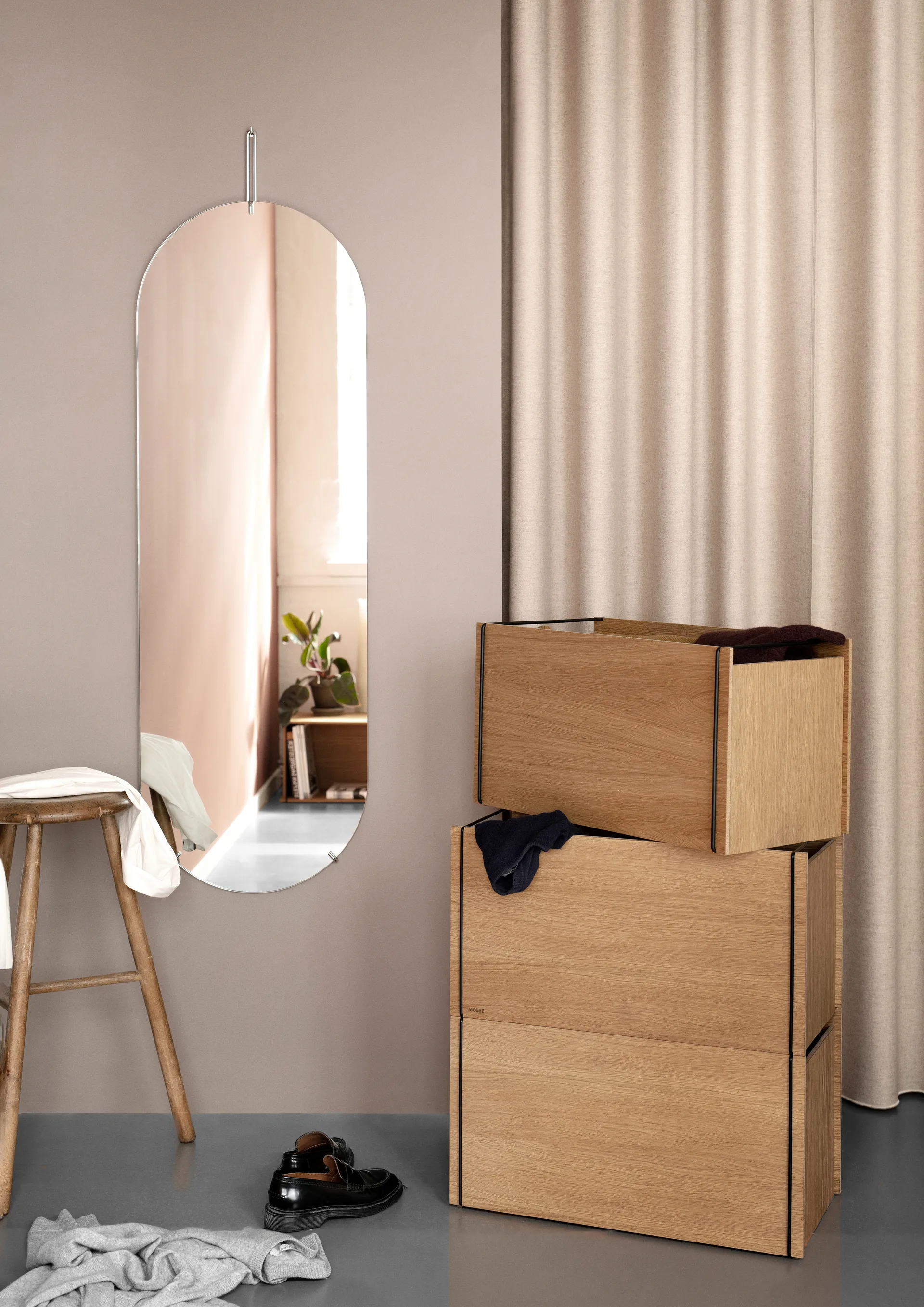 Caixa armazenamento carvalho 33x60 cm, Madeira preta MOEBE