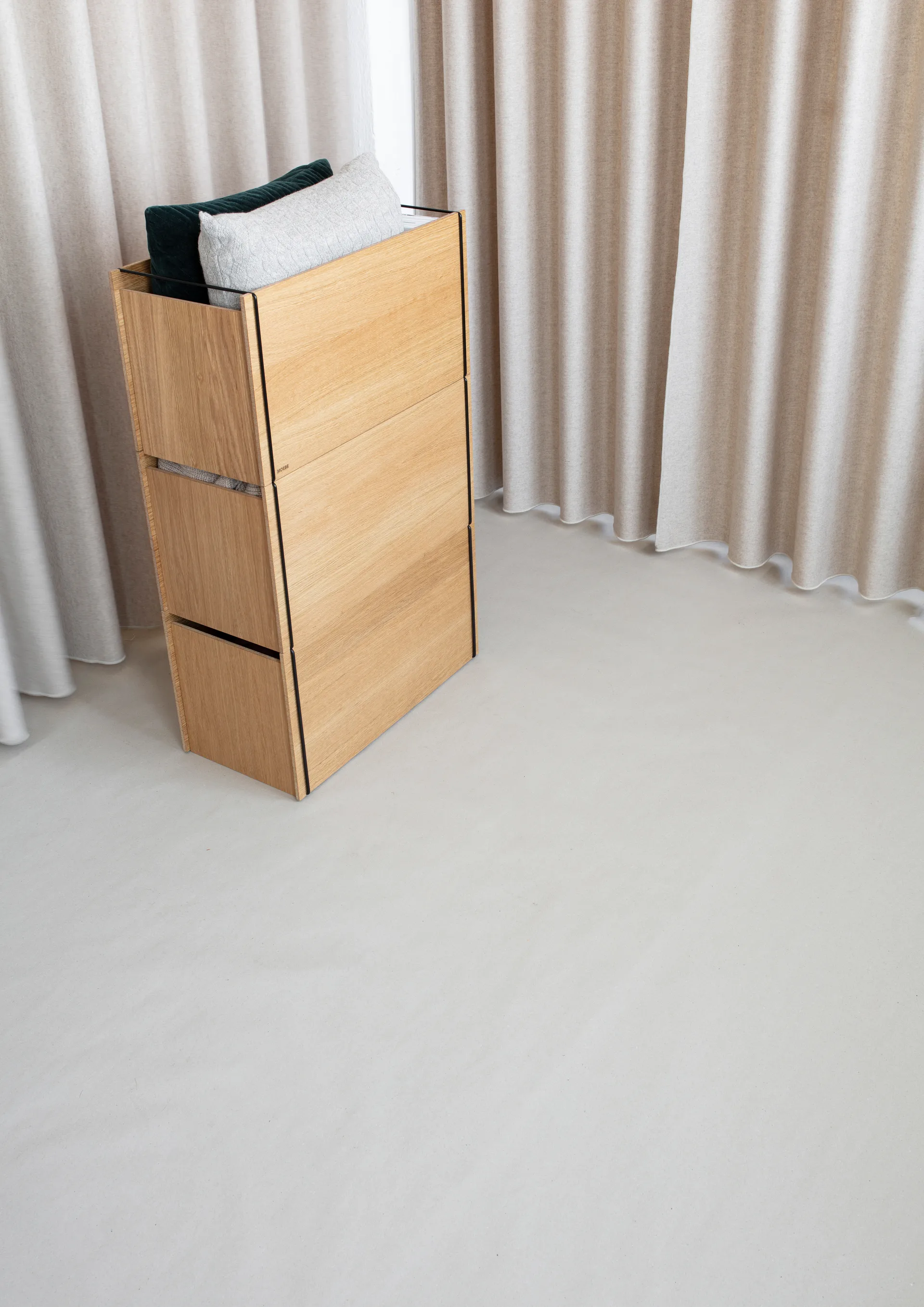 Caixa armazenamento carvalho 33x60 cm, Madeira preta MOEBE