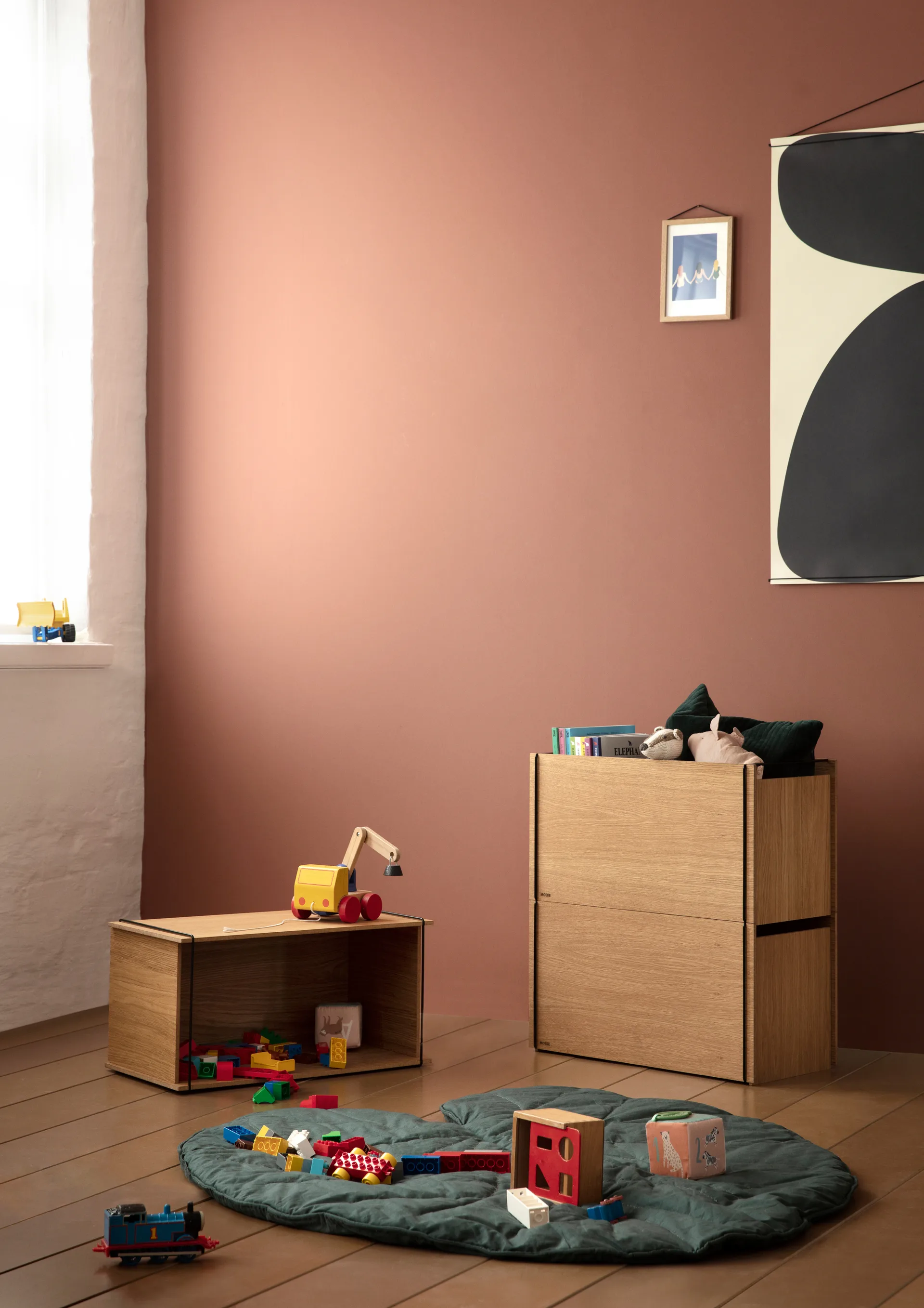 Caixa armazenamento carvalho 33x60 cm, Madeira preta MOEBE