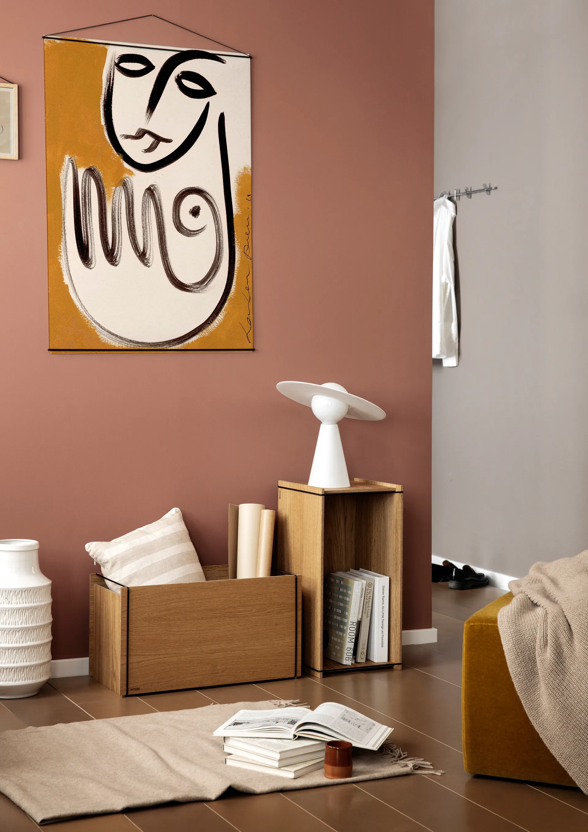 Caixa armazenamento carvalho 33x60 cm, Madeira preta MOEBE