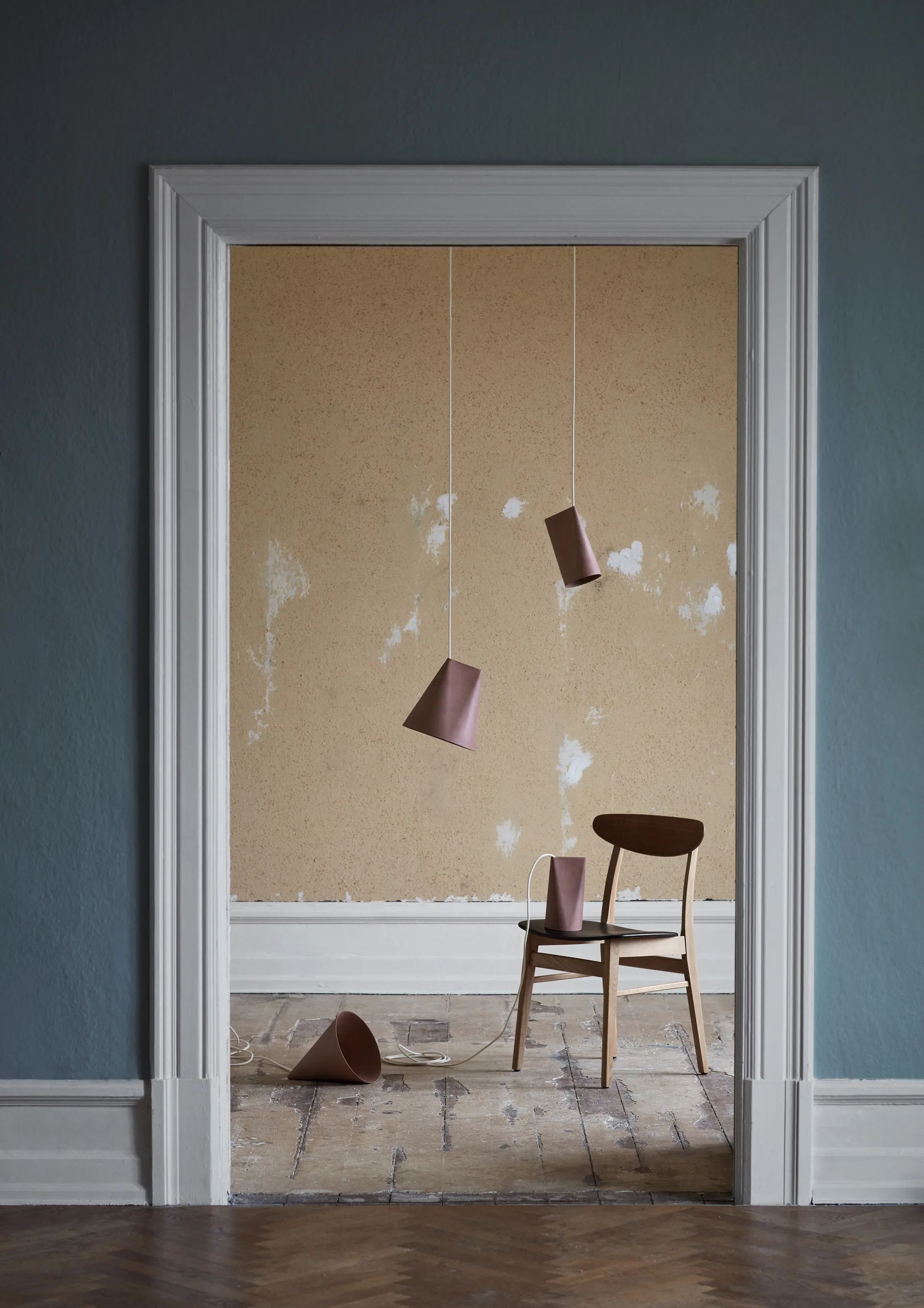 Candeeiro de teto cerâmica 23x23,5 cm, Terra cota, madeira MOEBE