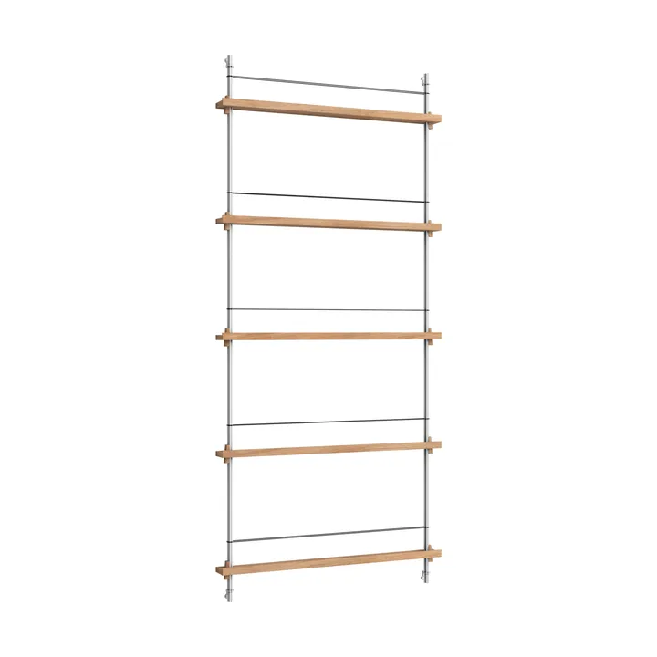 Magazine Shelving suporte para revistas - Carvalho-aço inoxidável, 85x180x7 cm, MS.180.1 - MOEBE
