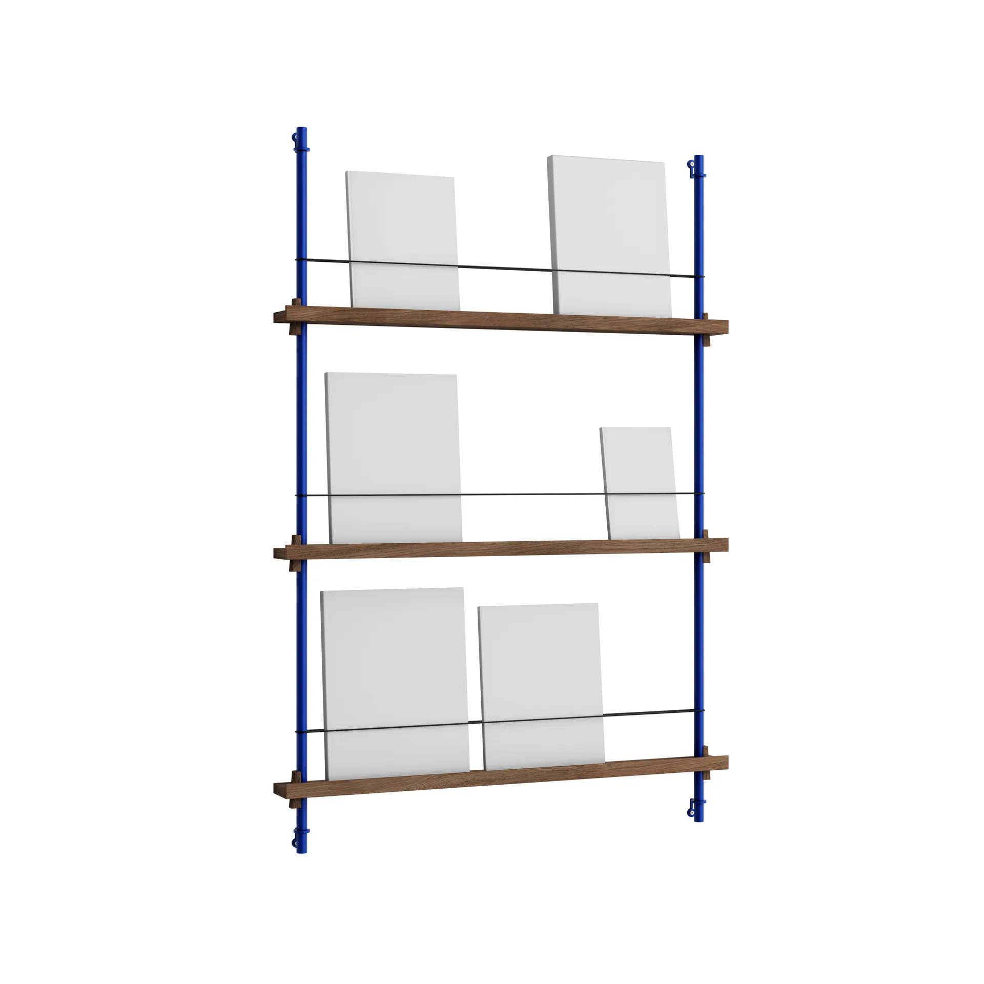 Magazine Shelving suporte para revistas, Carvalho defumado-deep blue, 85x115x7 cm, MS.115.1 MOEBE
