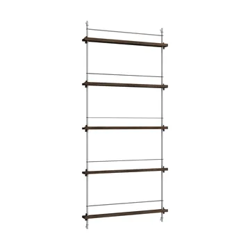 Magazine Shelving suporte para revistas - Carvalho fumado-aço inoxidável, 85x180x7 cm, MS.180.1 - MOEBE