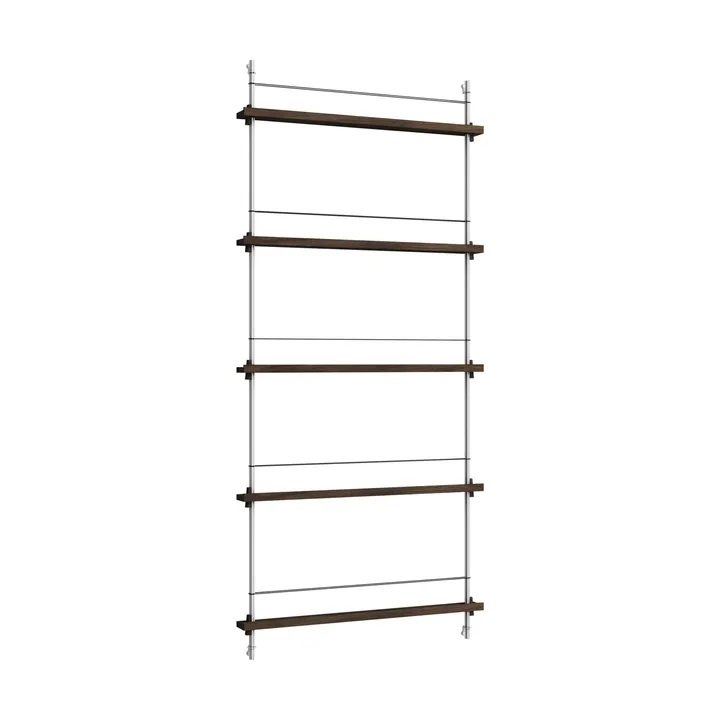Magazine Shelving suporte para revistas - Carvalho fumado-aço inoxidável, 85x180x7 cm, MS.180.1 - MOEBE