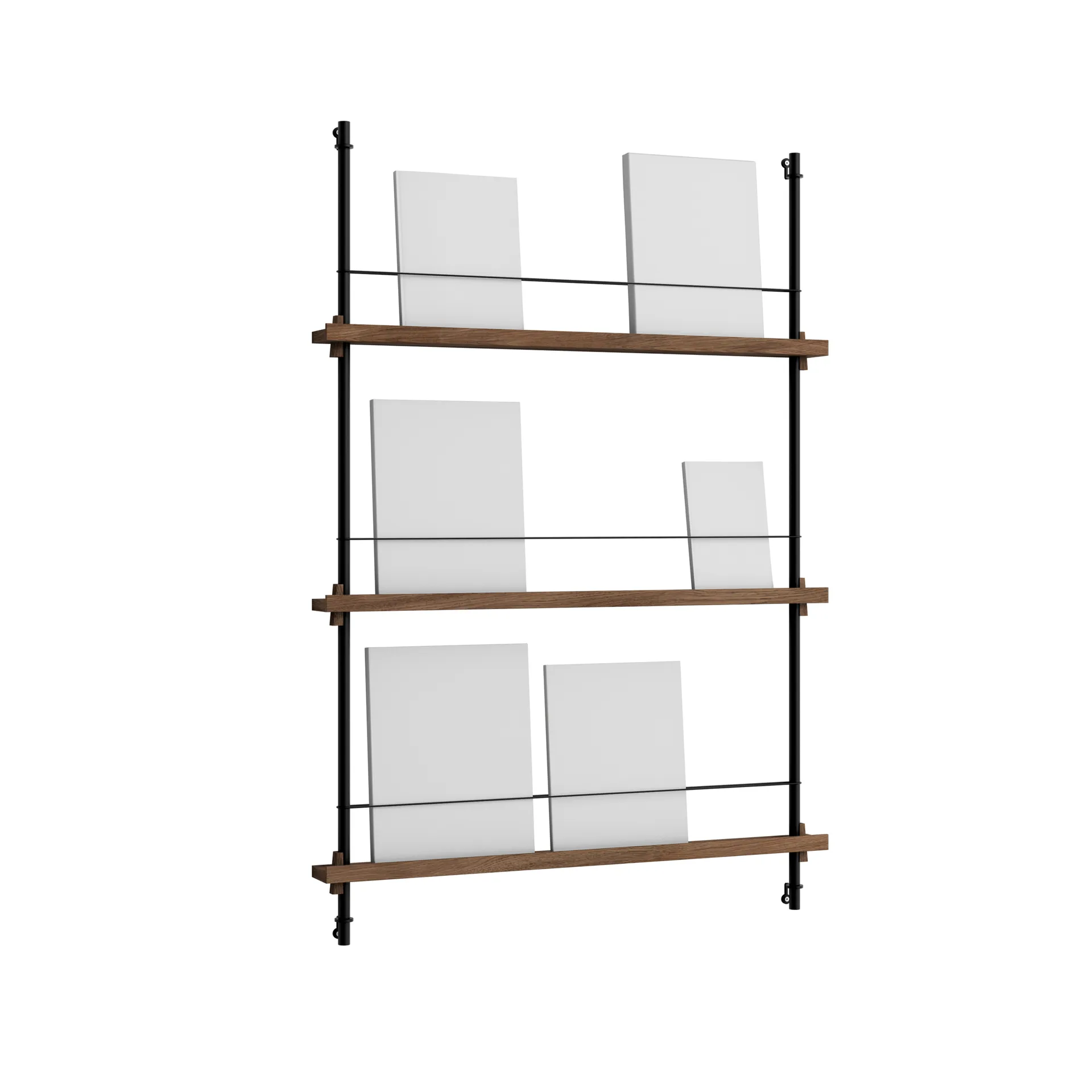 Magazine Shelving suporte para revistas, Carvalho fumado-black, 85x115x7 cm, MS.115.1 MOEBE