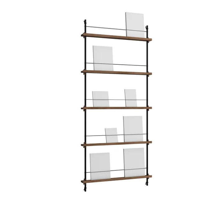 Magazine Shelving suporte para revistas - Carvalho fumado-black, 85x180x7 cm, MS.180.1 - MOEBE