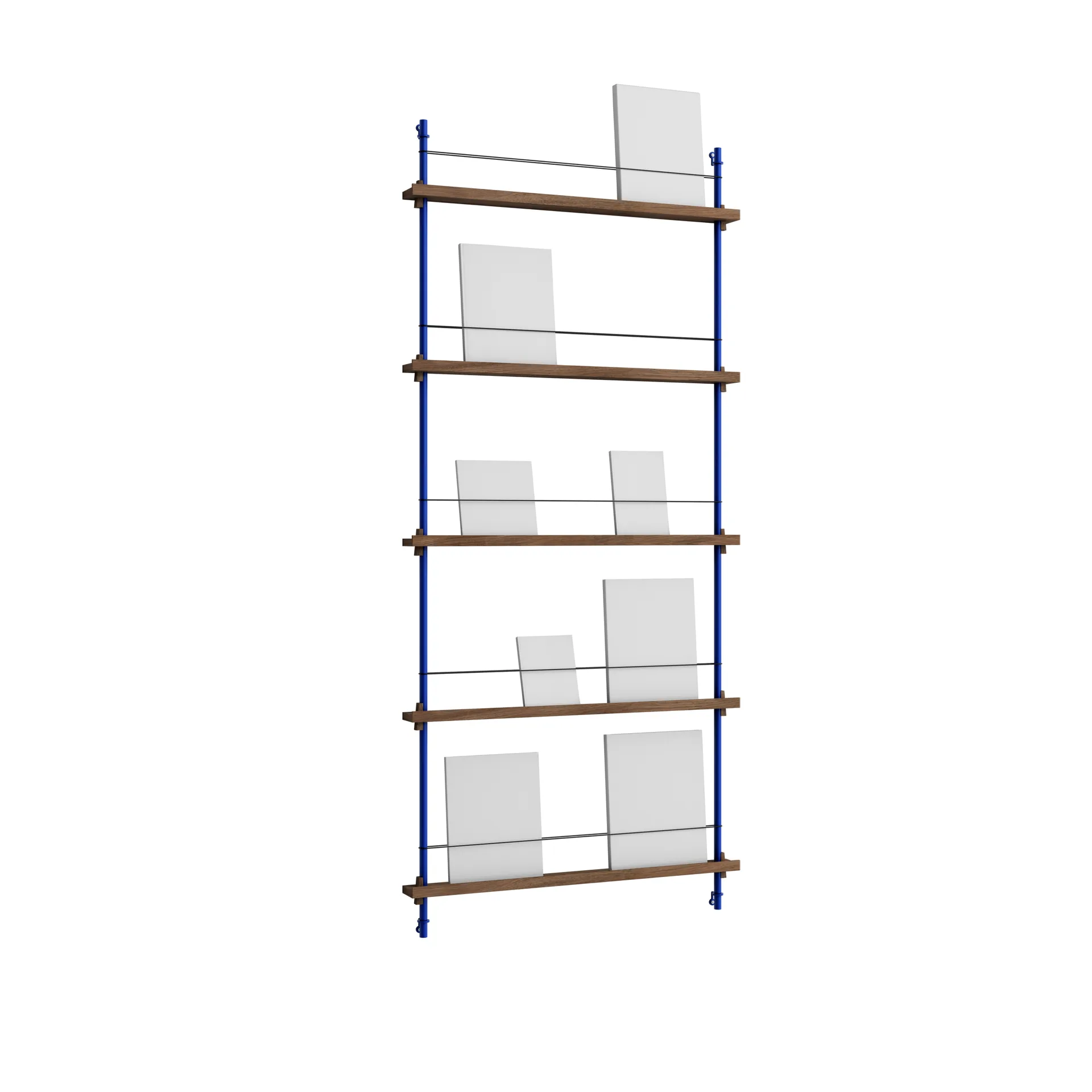 Magazine Shelving suporte para revistas, Carvalho fumado-deep blue, 85x180x7 cm, MS.180.1 MOEBE