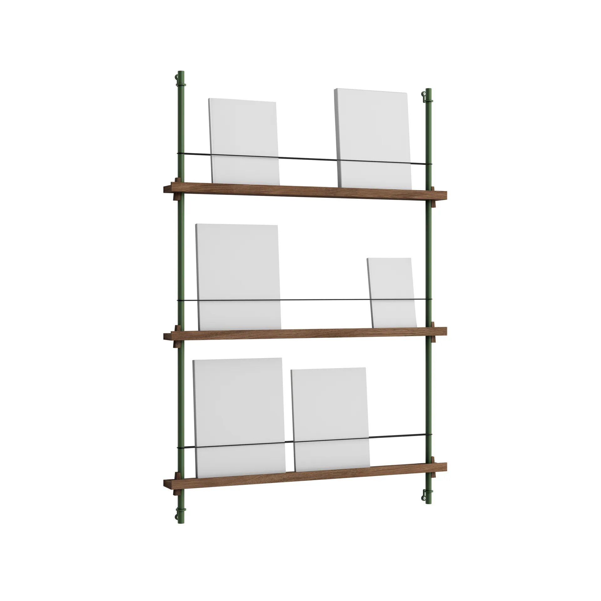 Magazine Shelving suporte para revistas, Carvalho fumado-pine green, 85x115x7 cm, MS.115.1 MOEBE