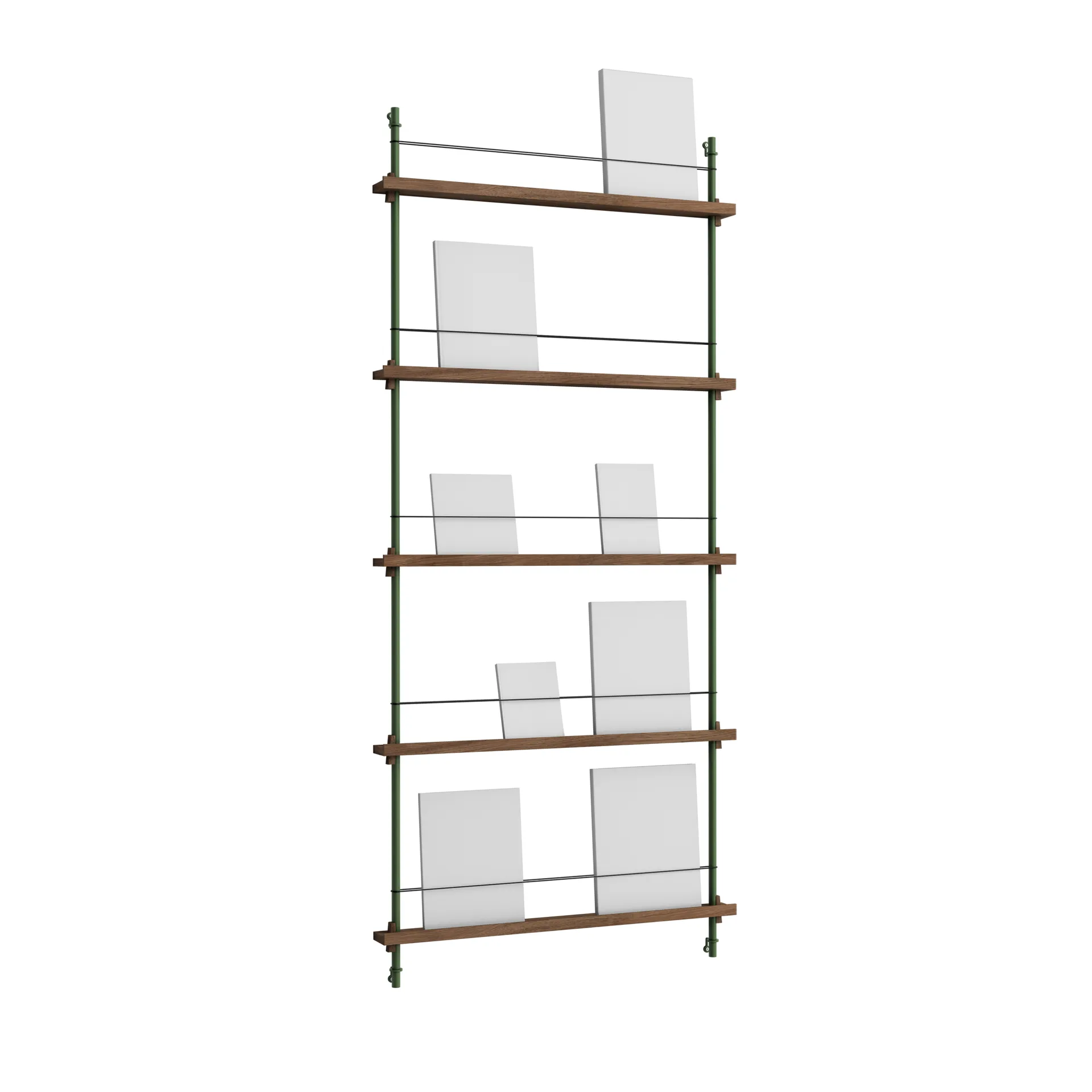 Magazine Shelving suporte para revistas, Carvalho fumado-pine green, 85x180x7 cm, MS.180.1 MOEBE