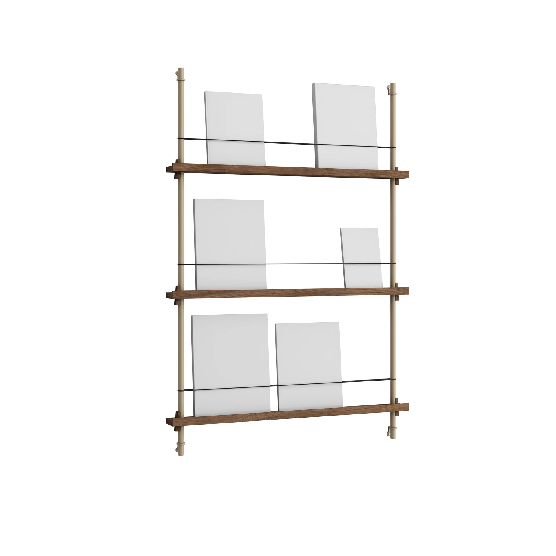 Magazine Shelving suporte para revistas, Carvalho fumado-warm grey, 85x115x7 cm, MS.115.1 MOEBE