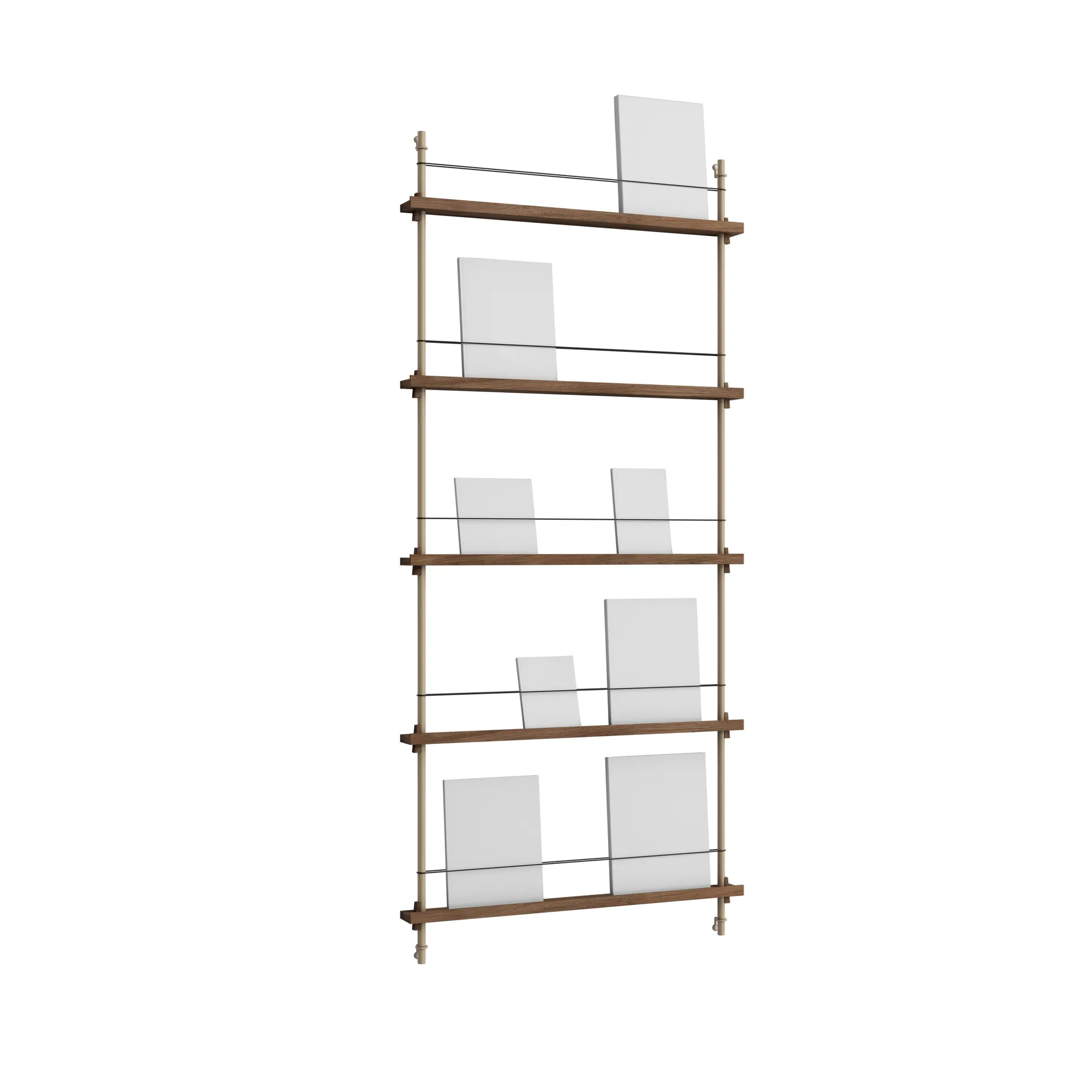 Magazine Shelving suporte para revistas, Carvalho fumado-warm grey, 85x180x7 cm, MS.180.1 MOEBE