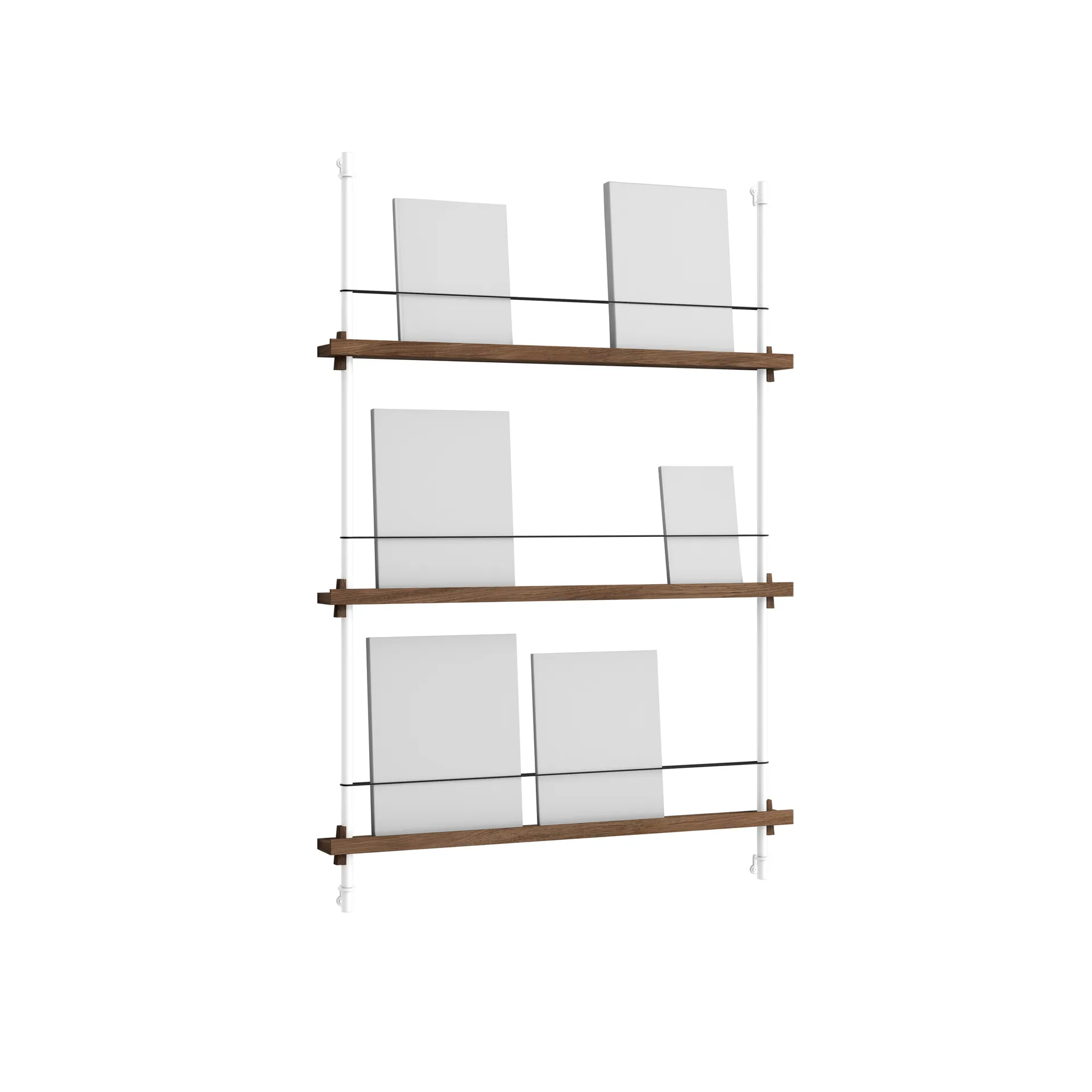 Magazine Shelving suporte para revistas, Carvalho fumado-white, 85x115x7 cm, MS.115.1 MOEBE