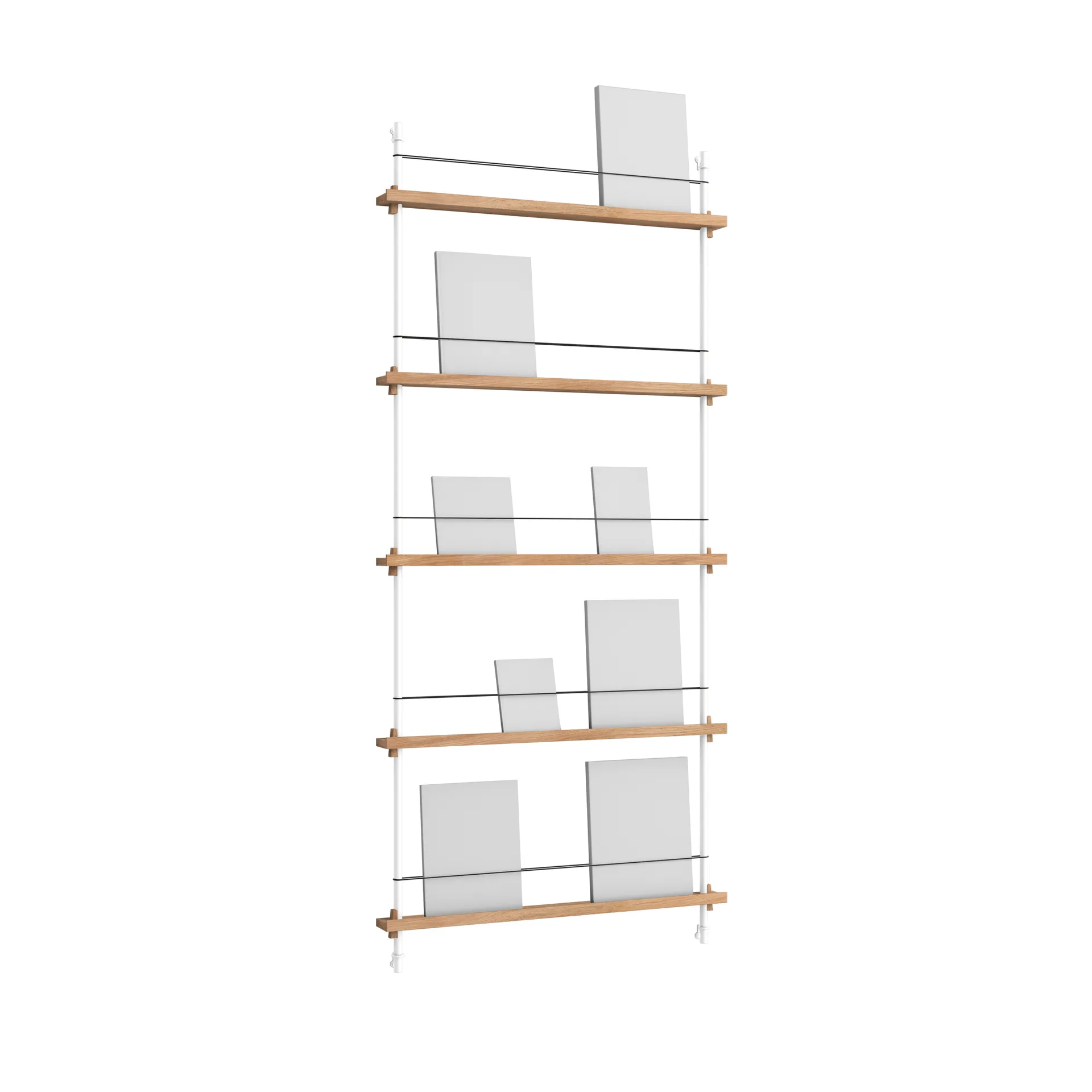 Magazine Shelving suporte para revistas, Carvalho-white, 85x180x7 cm, MS.180.1 MOEBE