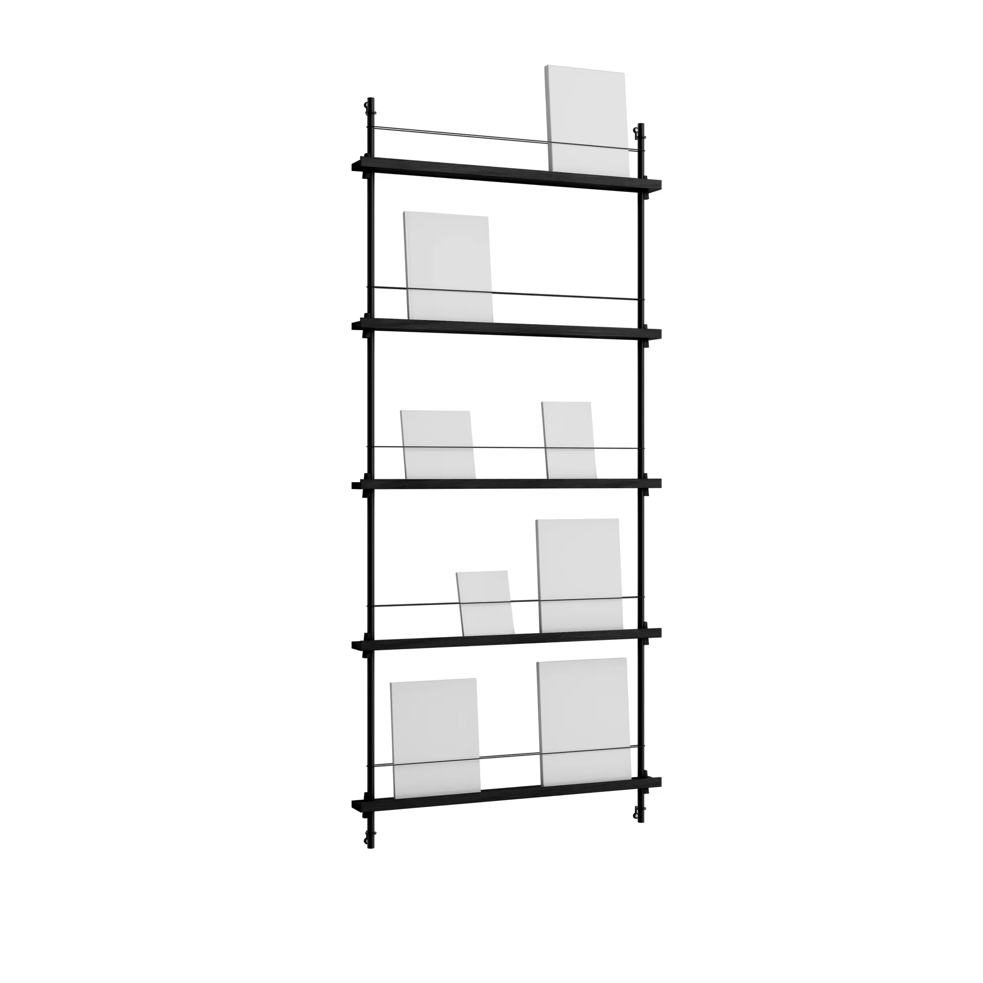 Magazine Shelving suporte para revistas, Preto, 85x180x7 cm, MS.180.1 MOEBE