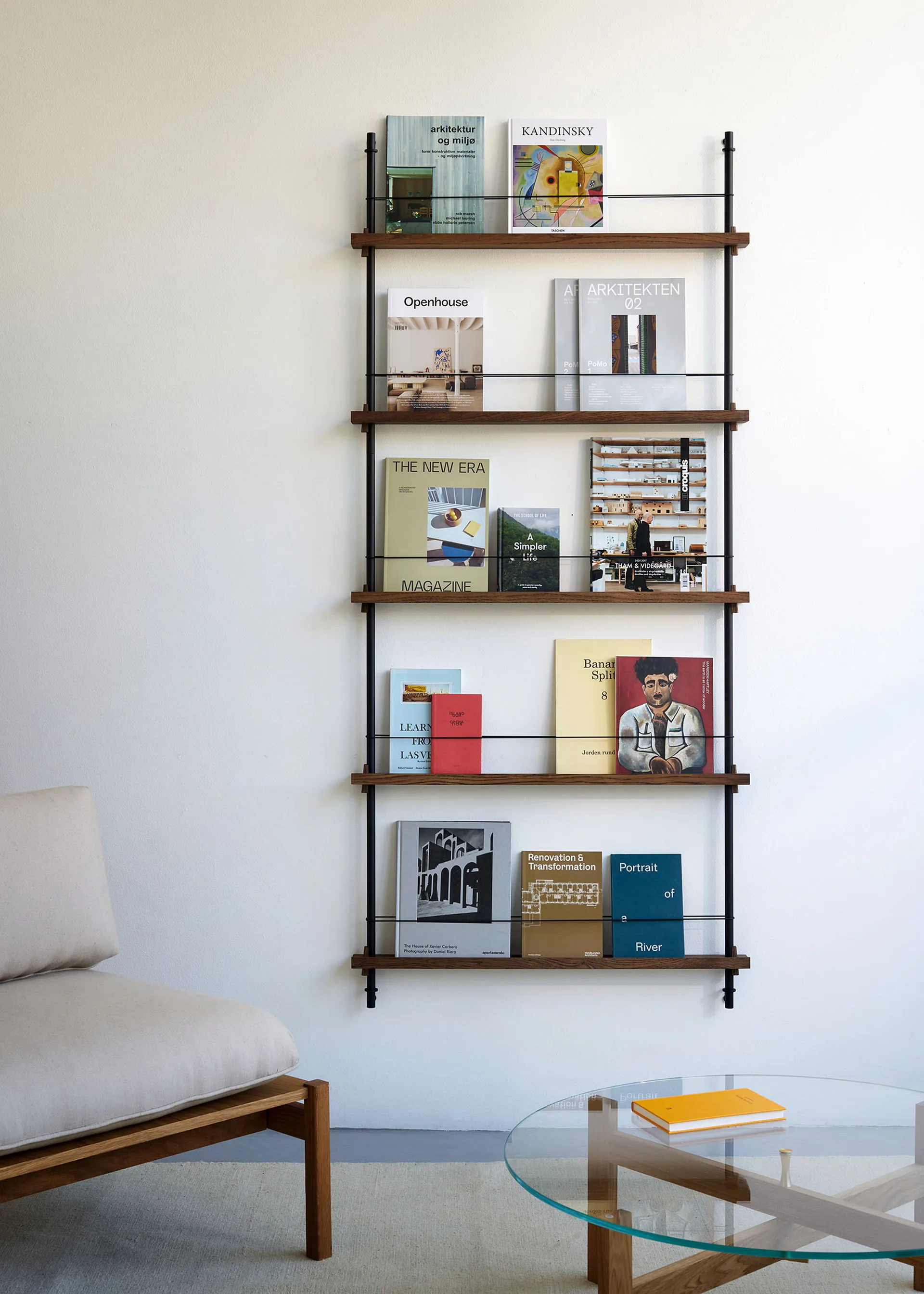 Magazine Shelving suporte para revistas, Preto, 85x180x7 cm, MS.180.1 MOEBE
