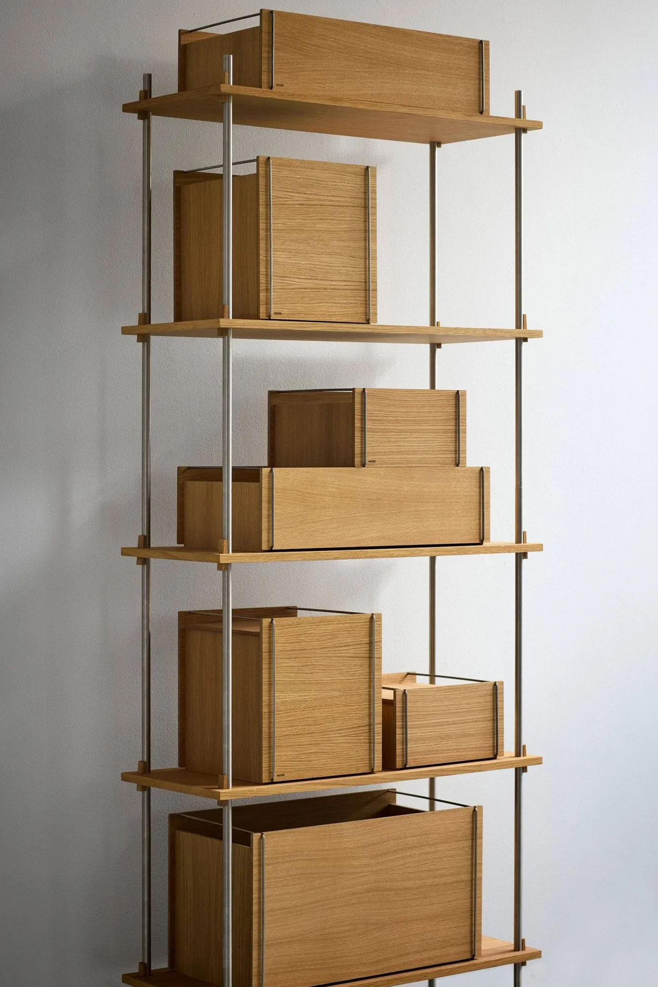 Moebe caixa de armazenamento, Carvalho fumado-aço inoxidável, 33x60x31 cm MOEBE