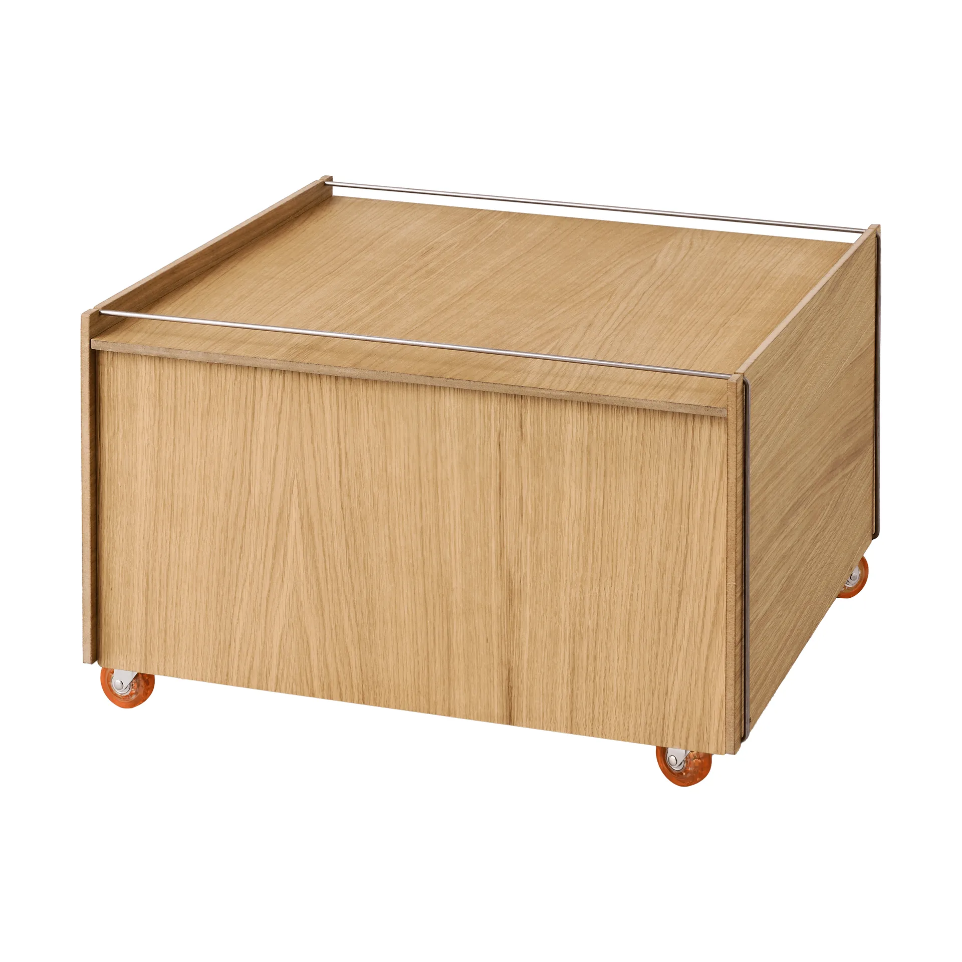 Moebe Storage Chest mesa de centro com arrumação, Carvalho oleado-aço inoxidável, 60x61x38.2 cm MOEBE