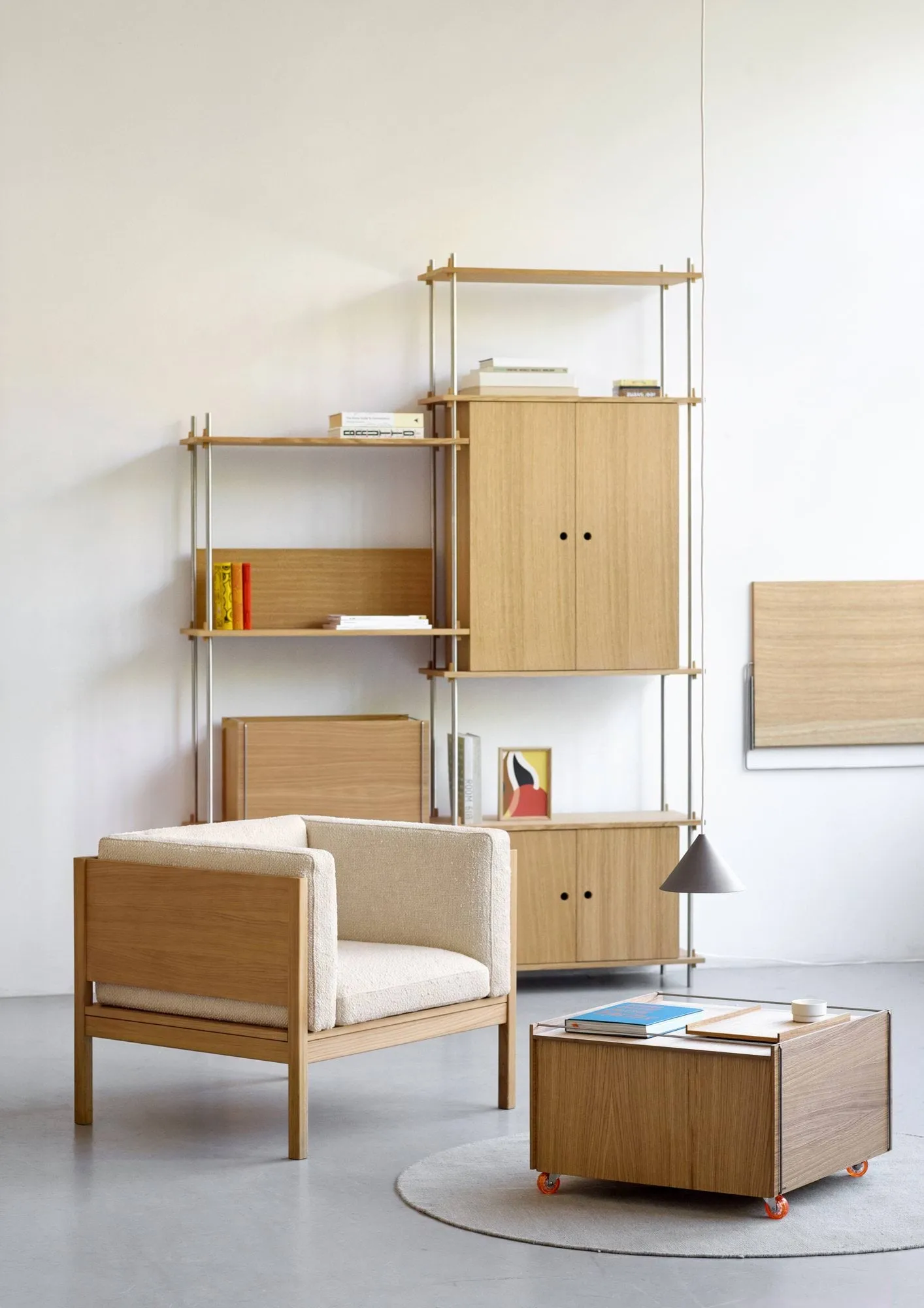 Moebe Storage Chest mesa de centro com arrumação, Carvalho oleado-aço inoxidável, 60x61x38.2 cm MOEBE