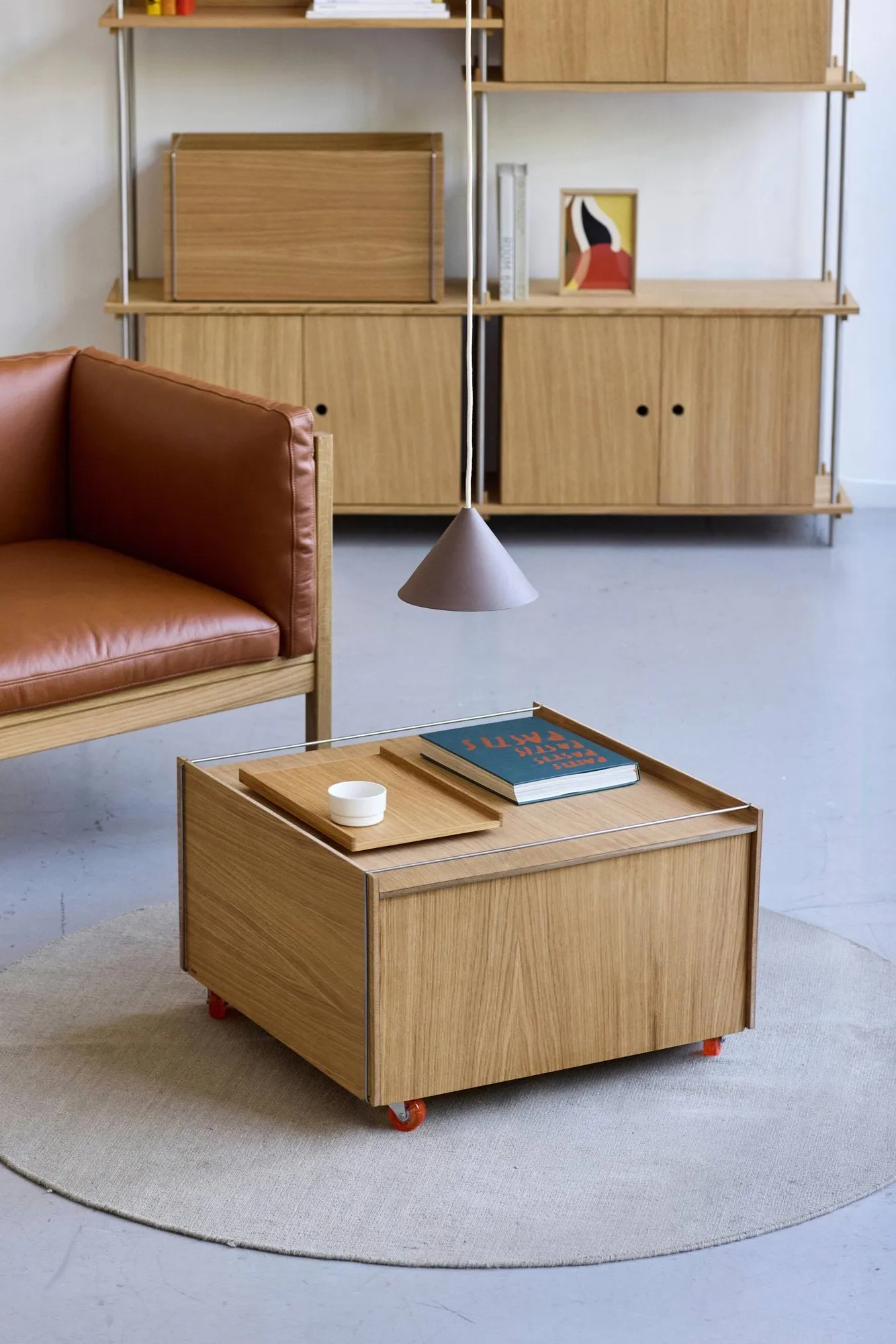 Moebe Storage Chest mesa de centro com arrumação, Carvalho oleado-preto, 60x61x38.2 cm MOEBE
