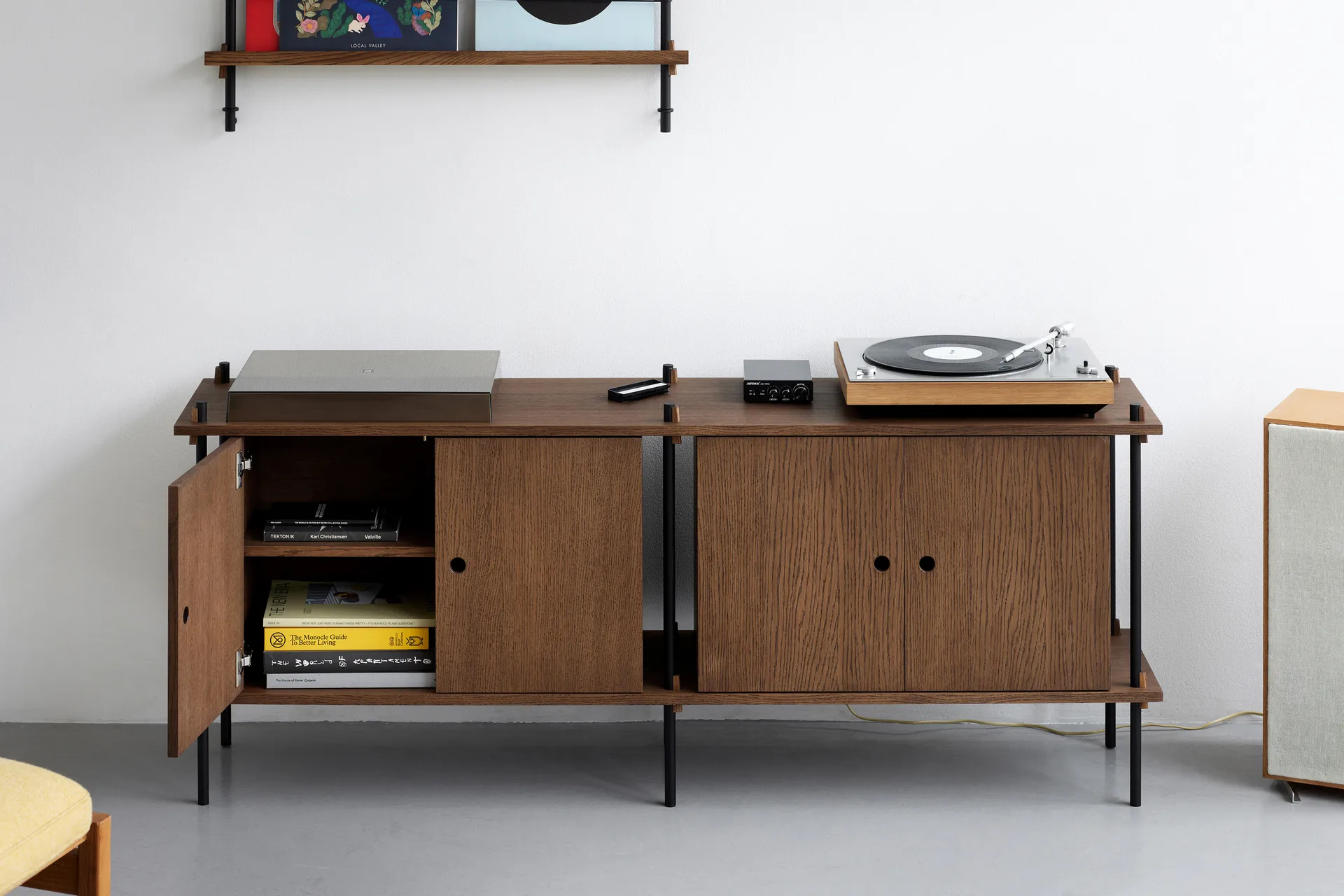 Shelving System aparador, Preto, 163x65x35 cm, S.65.2.D MOEBE