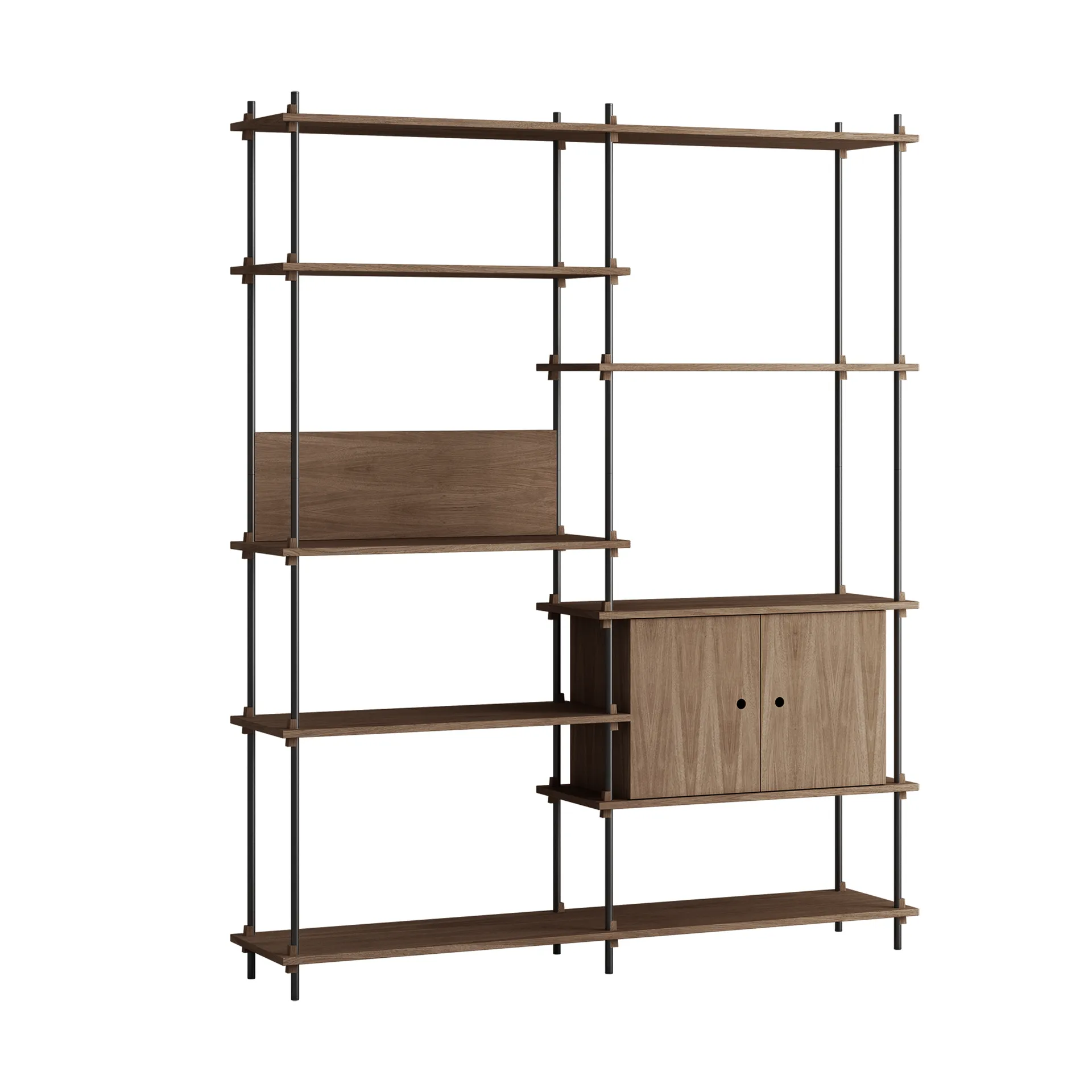 Shelving System estante com armário, Carvalho fumado-black, 163x200x35 cm, S.200.2.C MOEBE