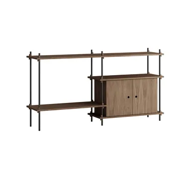 Shelving System estante com armário - Carvalho fumado-black, 163x85x35 cm, S.85.2.C - MOEBE