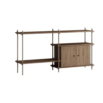 Shelving System estante com armário - Carvalho fumado-warm grey, 163x85x35 cm, S.85.2.C - MOEBE