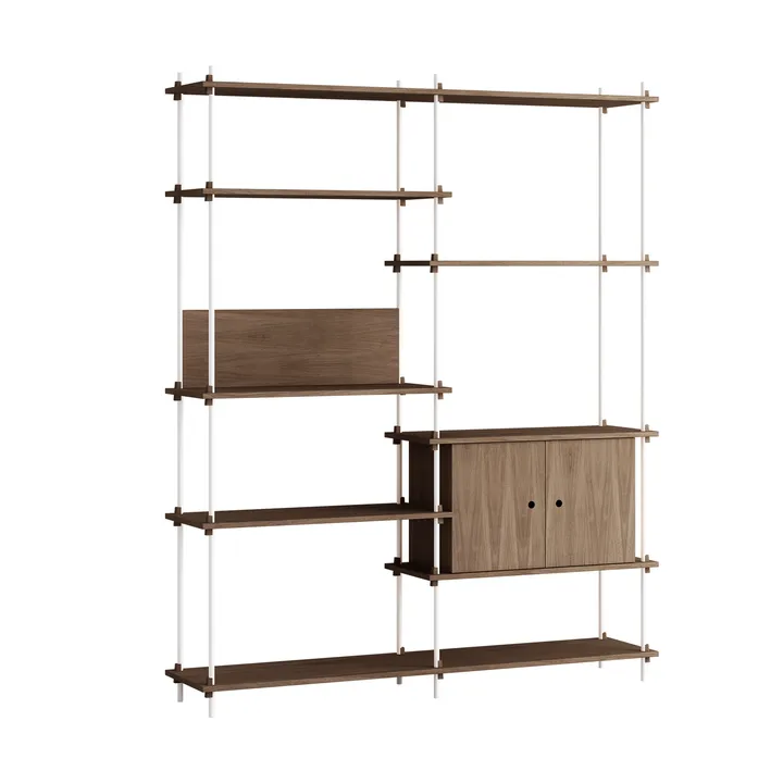 Shelving System estante com armário - Carvalho fumado-white, 163x200x35 cm, S.200.2.C - MOEBE