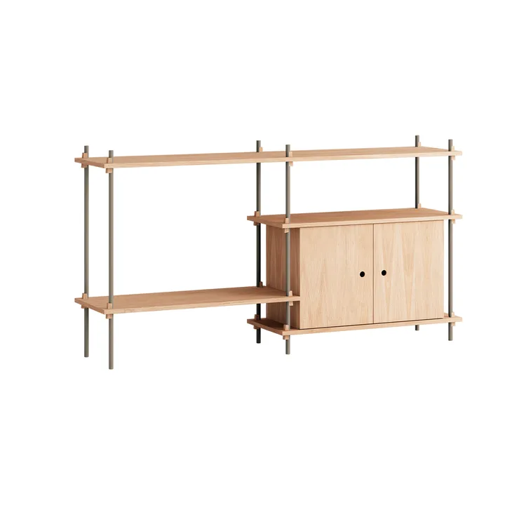 Shelving System estante com armário - Carvalho-warm grey, 163x85x35 cm, S.85.2.C - MOEBE