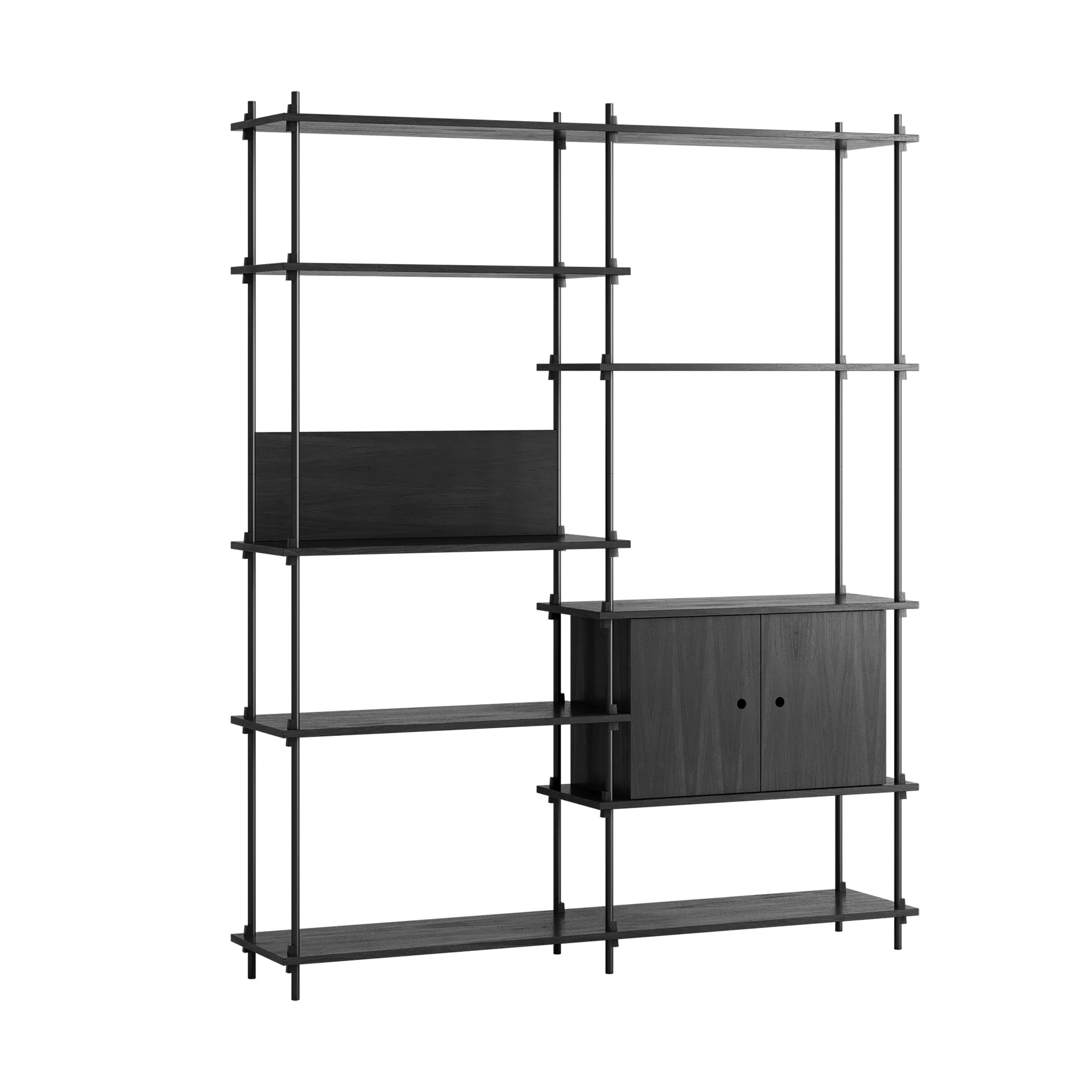 Shelving System estante com armário, Preto, 163x200x35 cm, S.200.2.C MOEBE