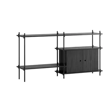 Shelving System estante com armário - Preto, 163x85x35 cm, S.85.2.C - MOEBE