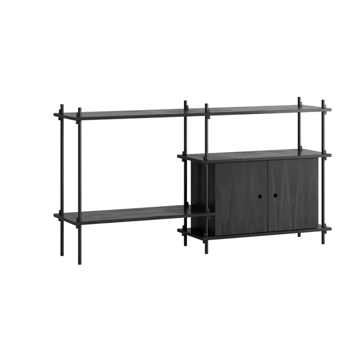 Shelving System estante com armário - Preto, 163x85x35 cm, S.85.2.C - MOEBE