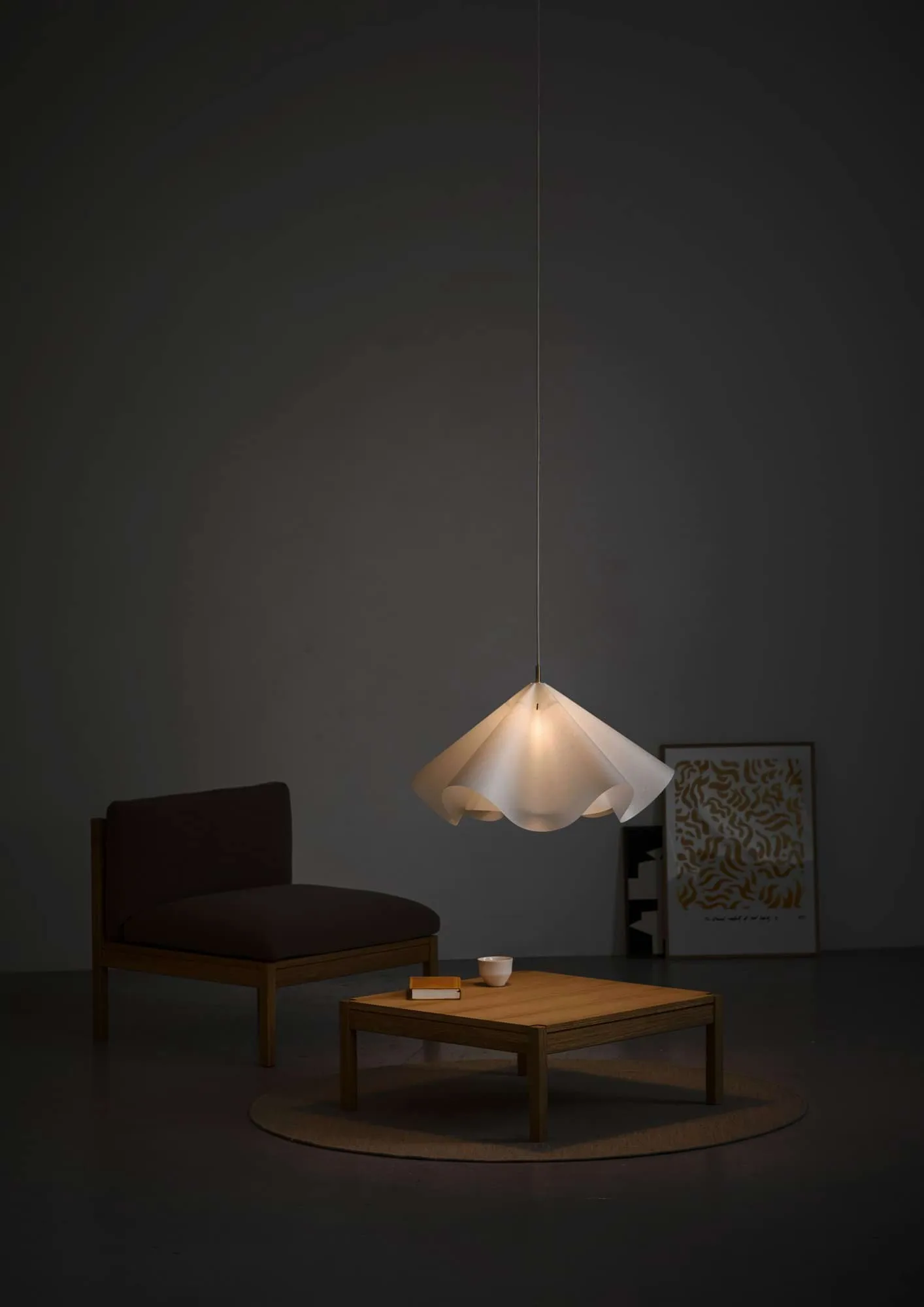 Sinuate candeeiro pendente, White-brass, grande Ø75x40 cm MOEBE