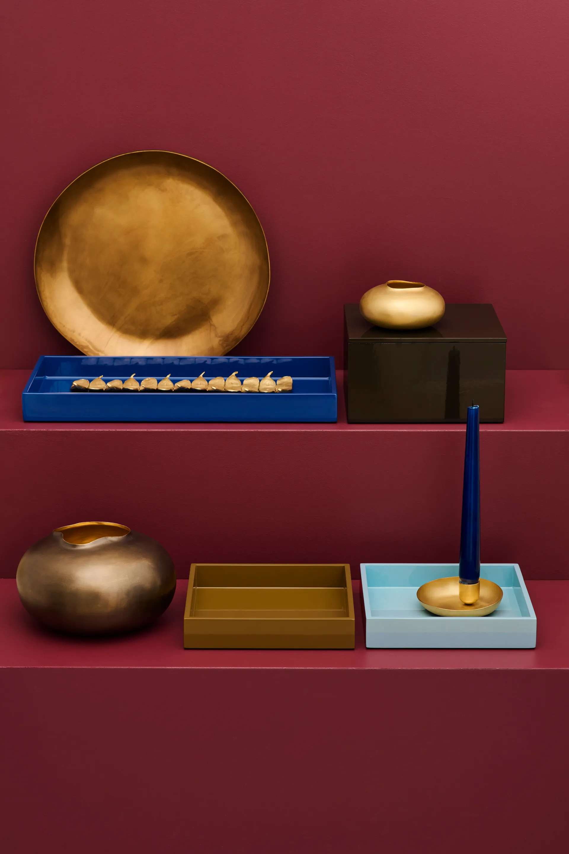 Bandeja de decoração Lux lacada 19x19x3,5 cm, Powder blue Mojoo