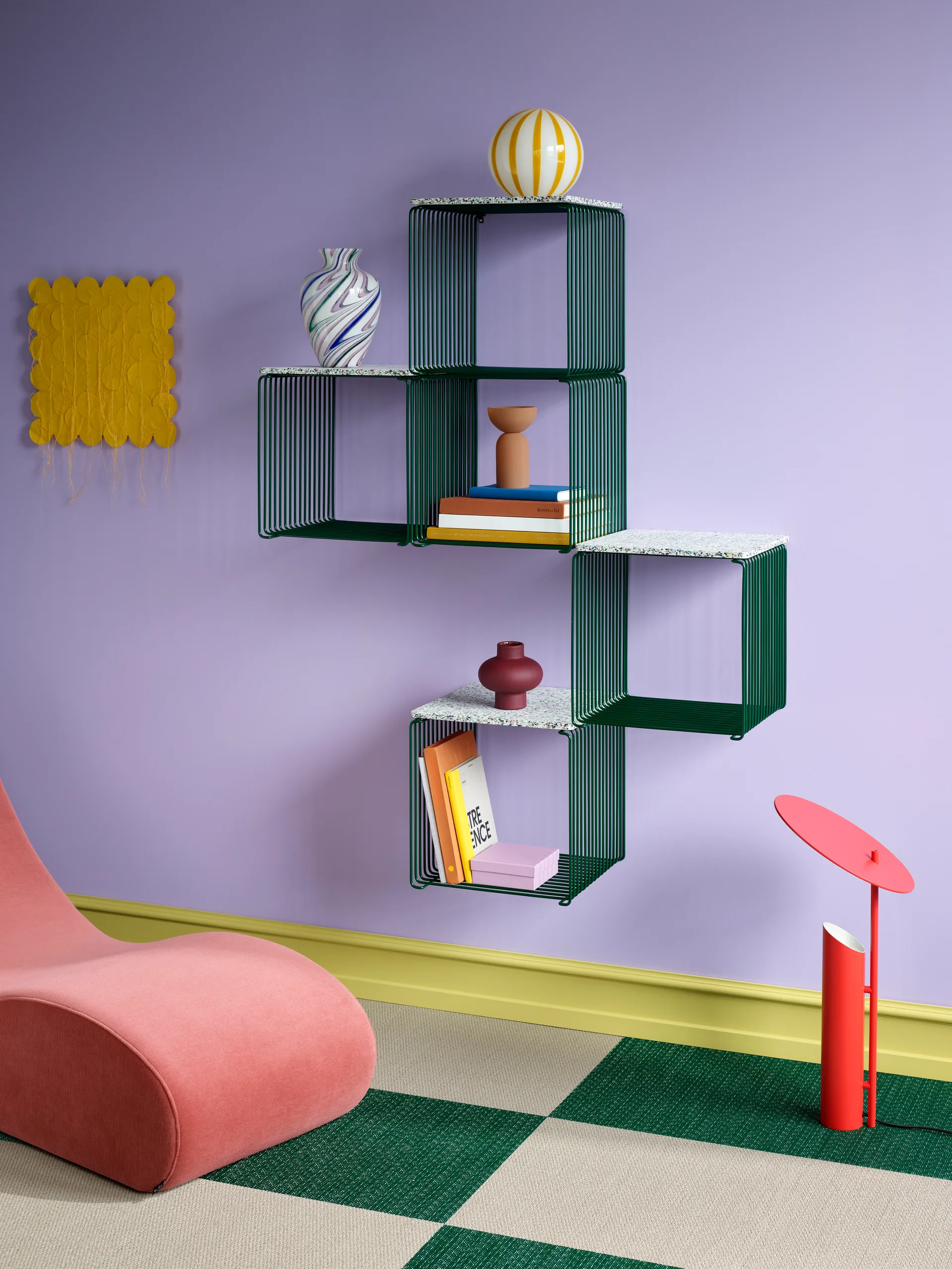 Panton Wire Single prateleira 34,8x34,8x34,8 cm, Pinheiro Montana