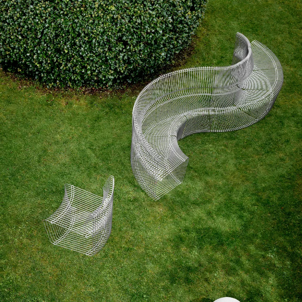 Sofá modular Pantonova, aço inoxidável, linear Montana