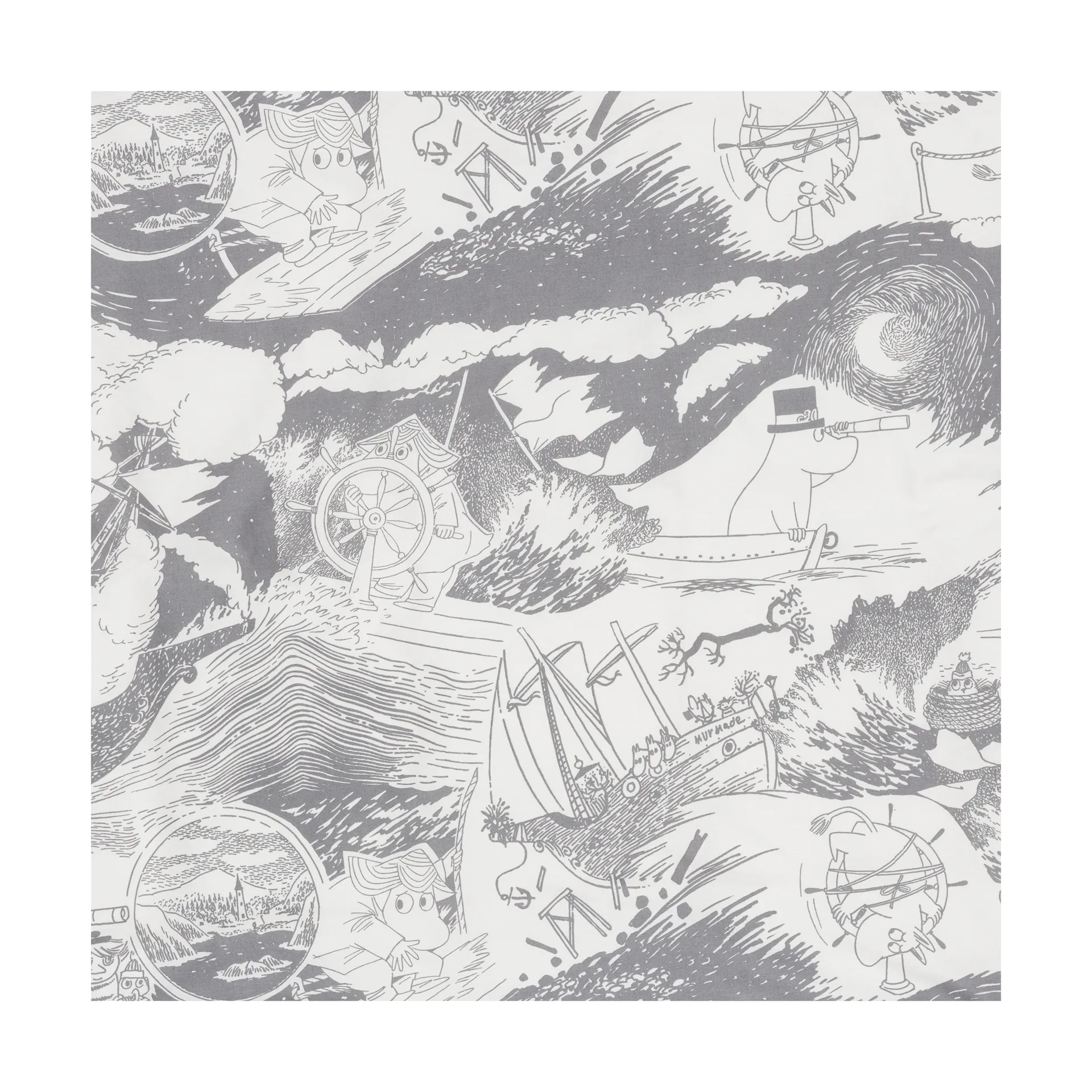 Conjunto de cama Moomin 150x210 cm, Segling, cinzento Moomin Arabia