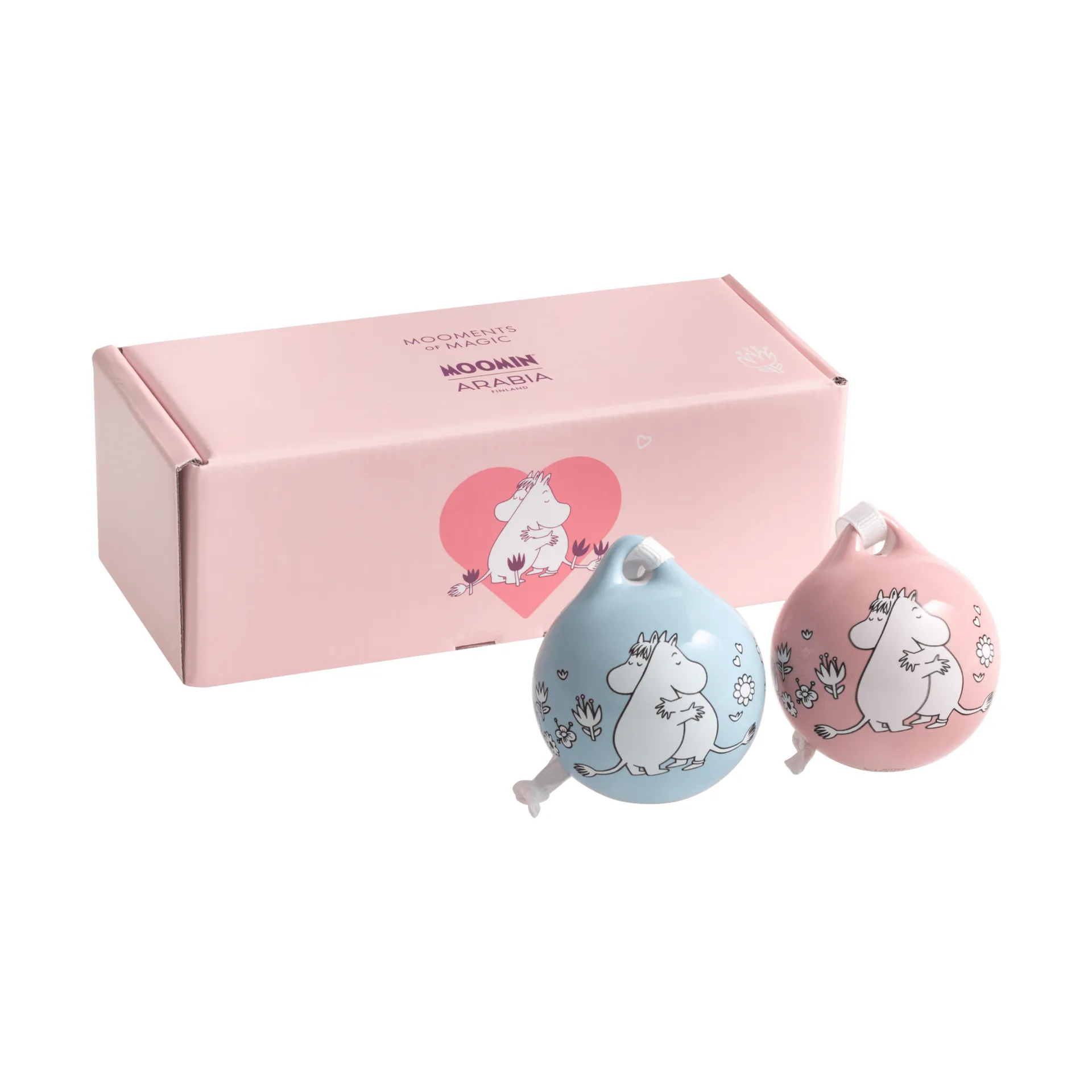 Kärlek bola de Natal Moomin, Rosa-azul, 5 cm, pack de 2 Moomin Arabia